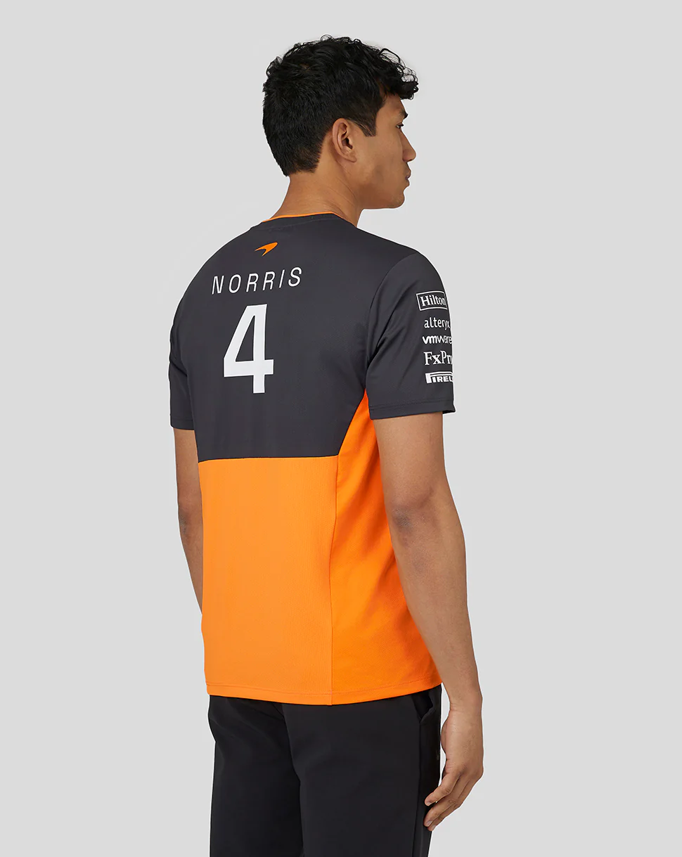 McLaren Mens Official Teamwear Set Up T-Shirt Lando Norris Formula 1 - Papaya/Phantom