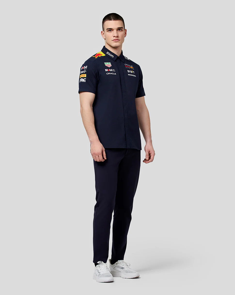 Oracle Red Bull Racing Men's Official Teamline Short Sleeve Buttoned Shirt - Night Sky