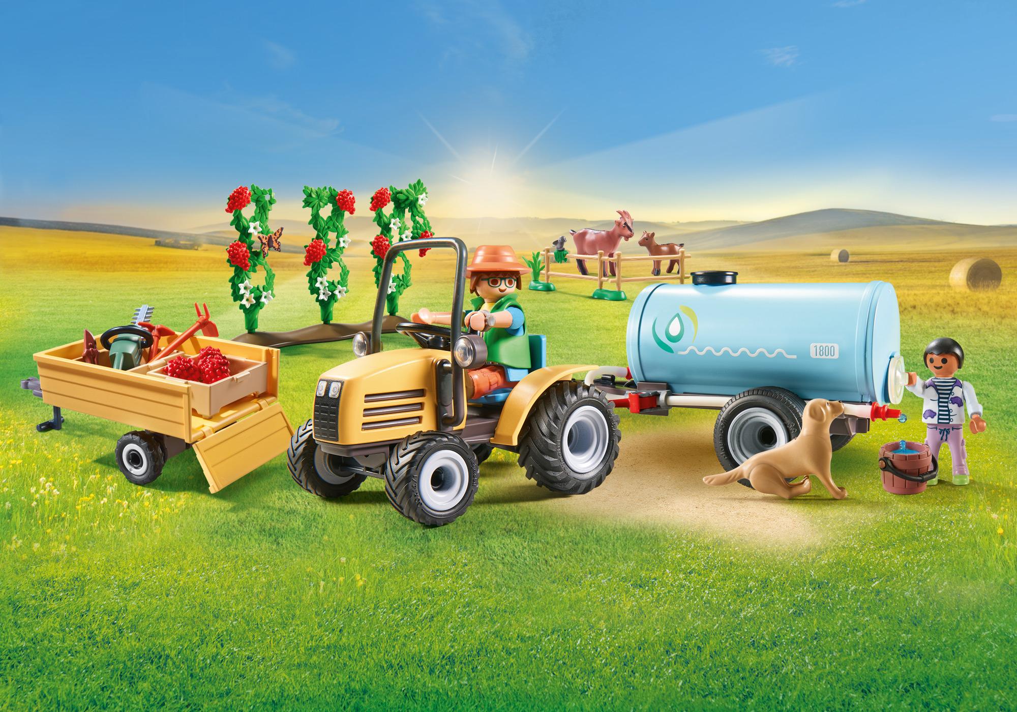Tractor with trailer and water tank