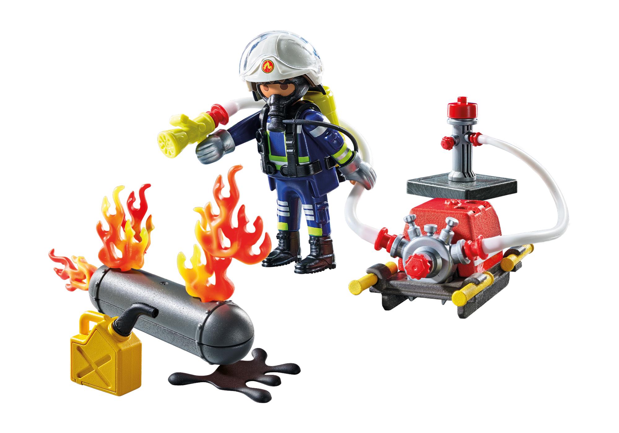 Firefighter with Water Pump