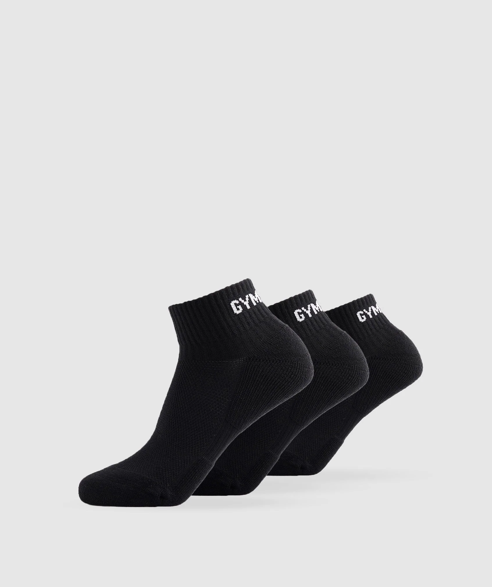 Gymshark Jacquard Quarter Socks 3pk - Black