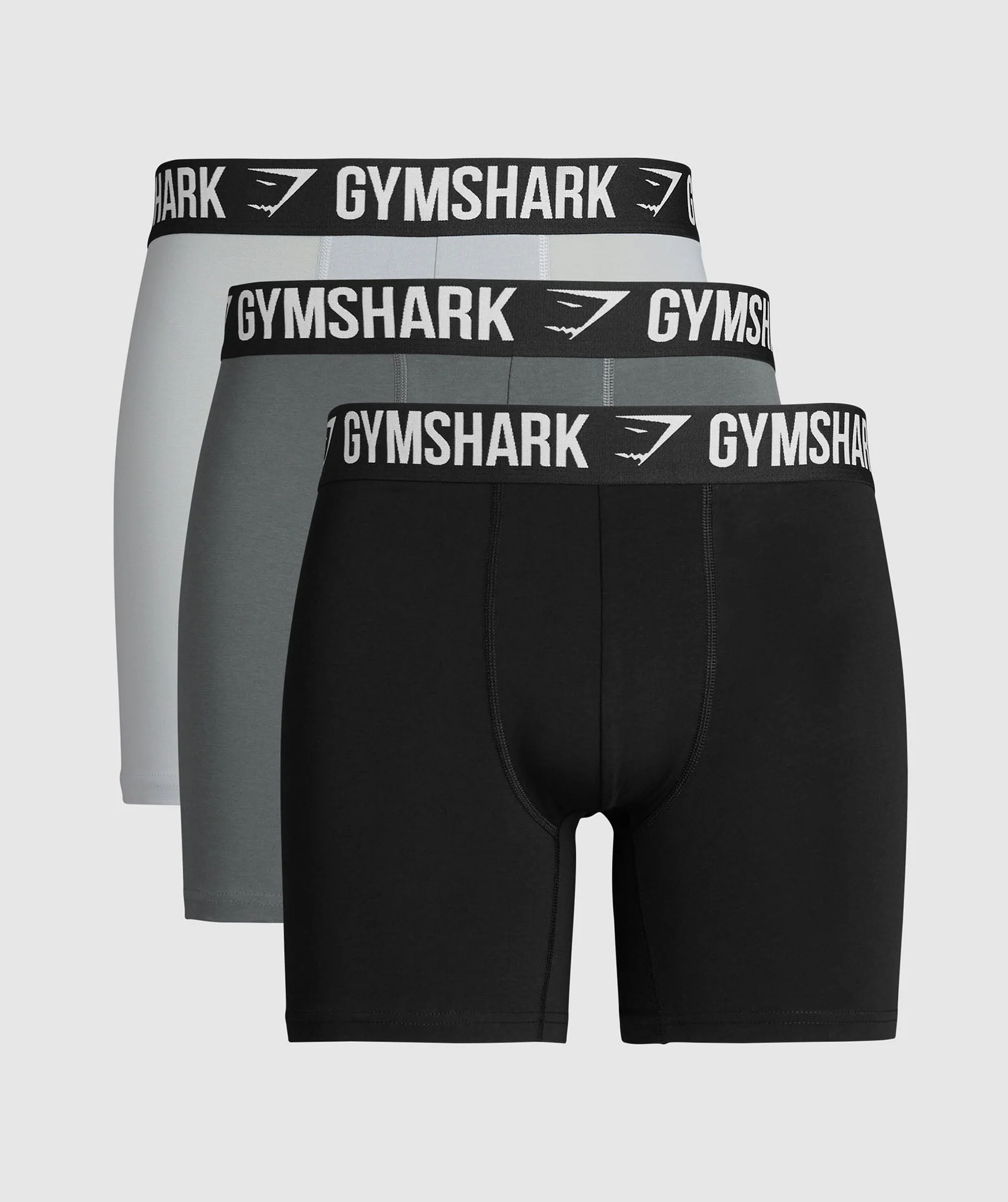 Gymshark Long Boxer Brief 3PK - Black/Pitch Grey/Light Grey