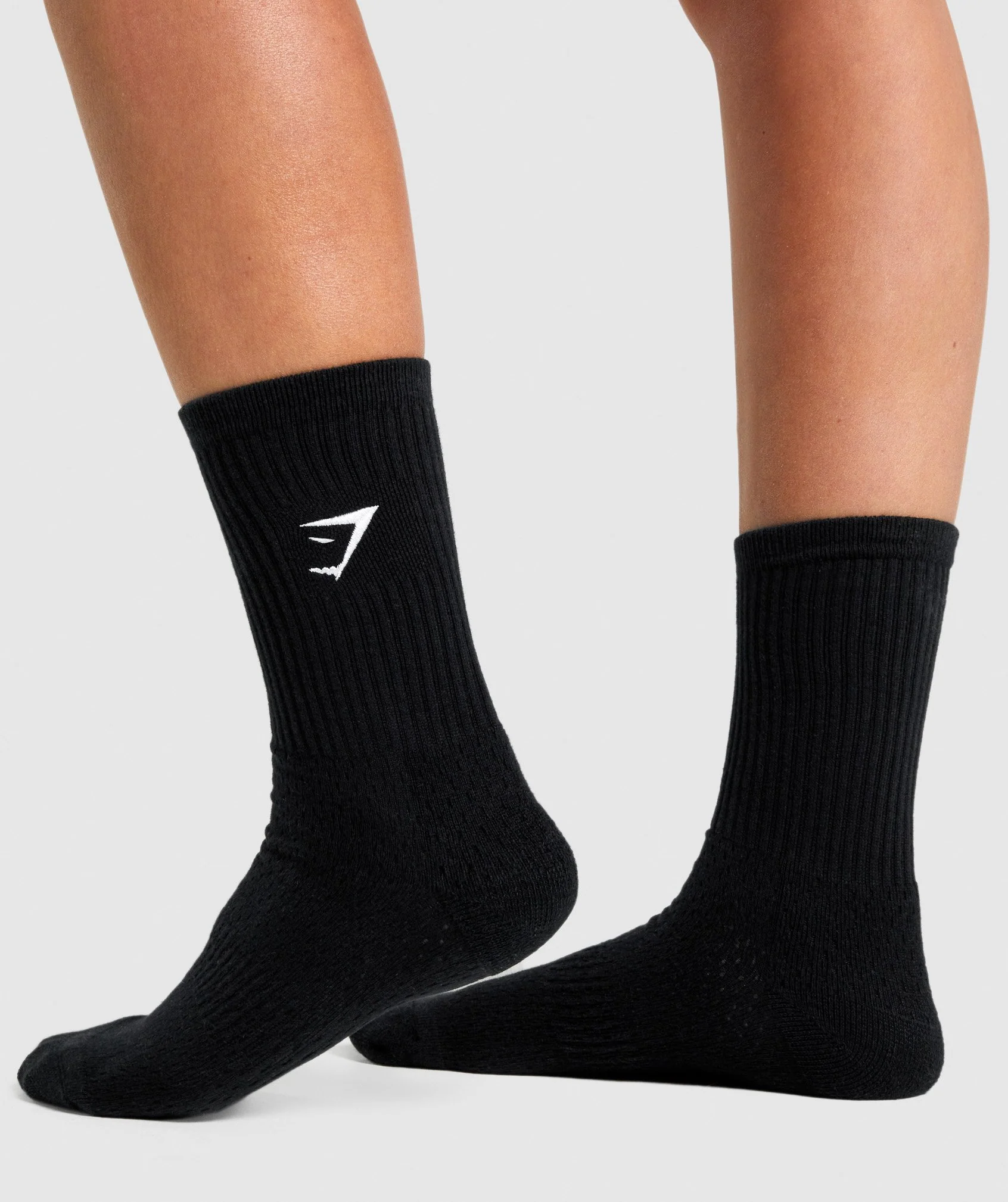 Gymshark Premium Embroidered Crew Sock 1pk - Black