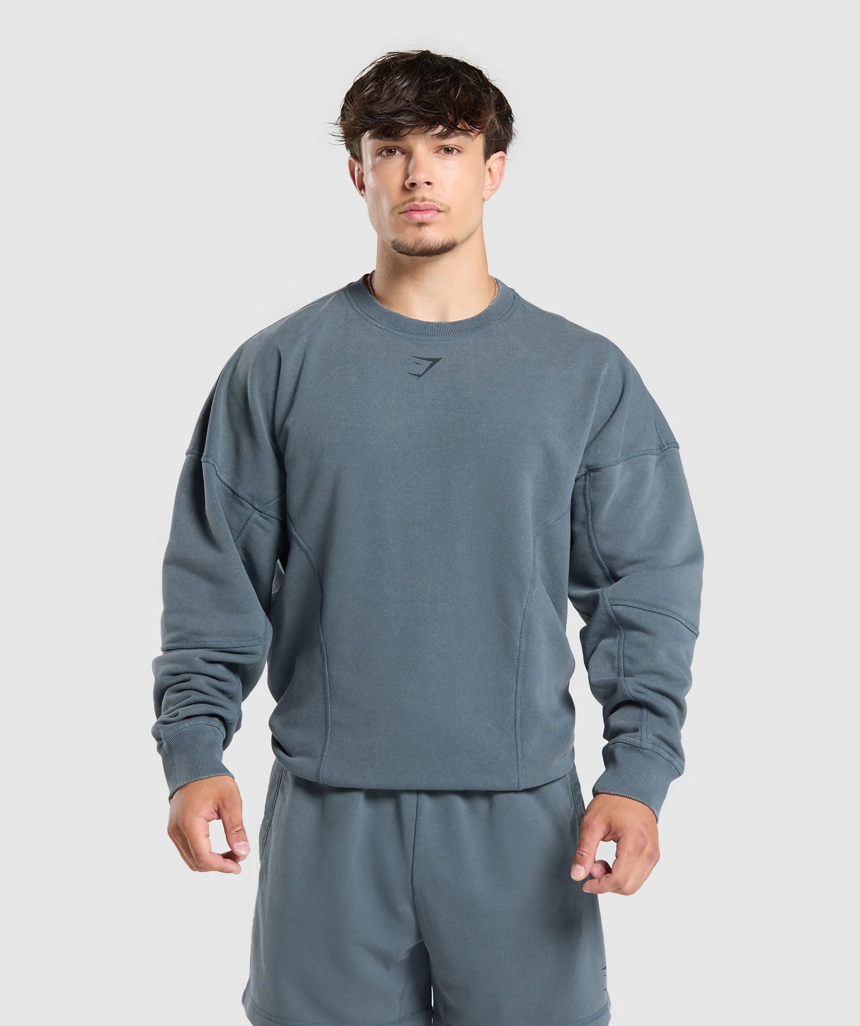 Gymshark Heritage Washed Crew - Titanium Blue