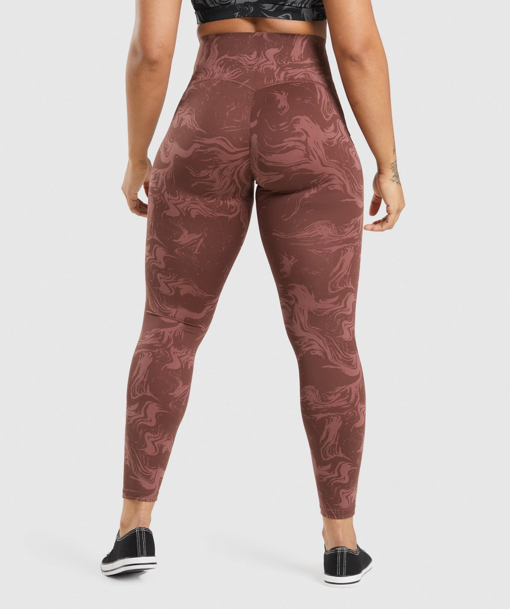 Gymshark Waist Support Leggings - Cherry Brown Print