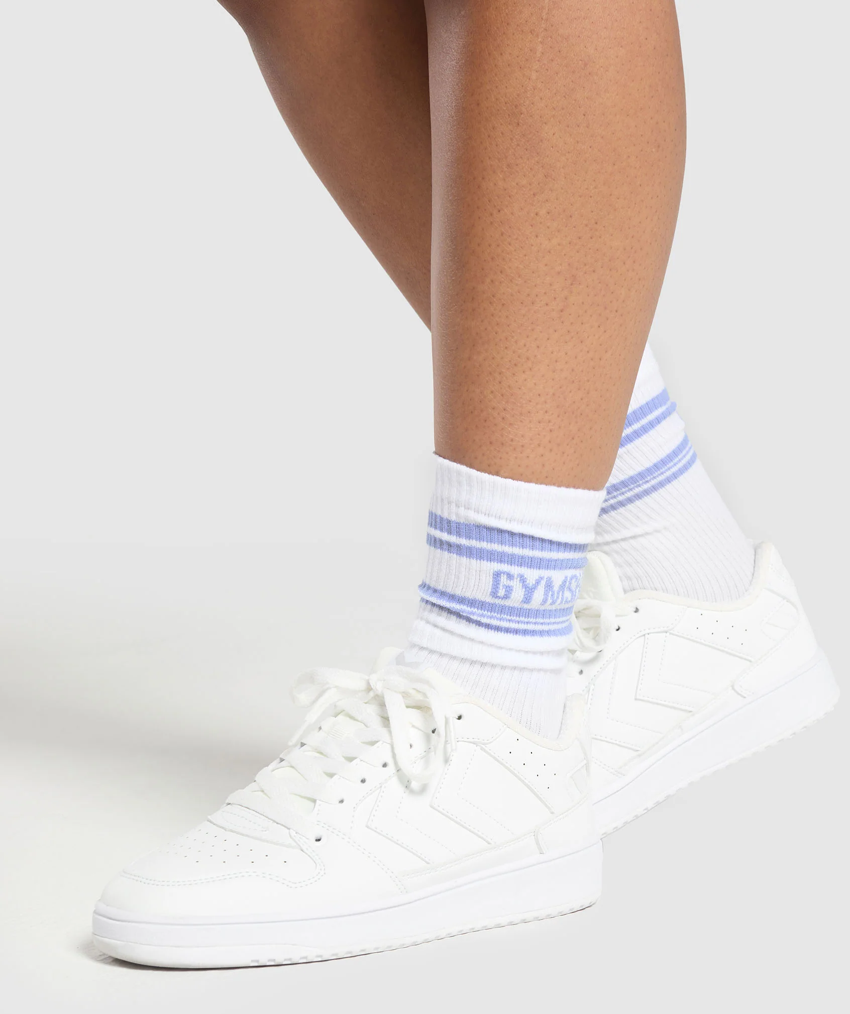 Gymshark Stripe Crew Single Sock - White/Lift Blue