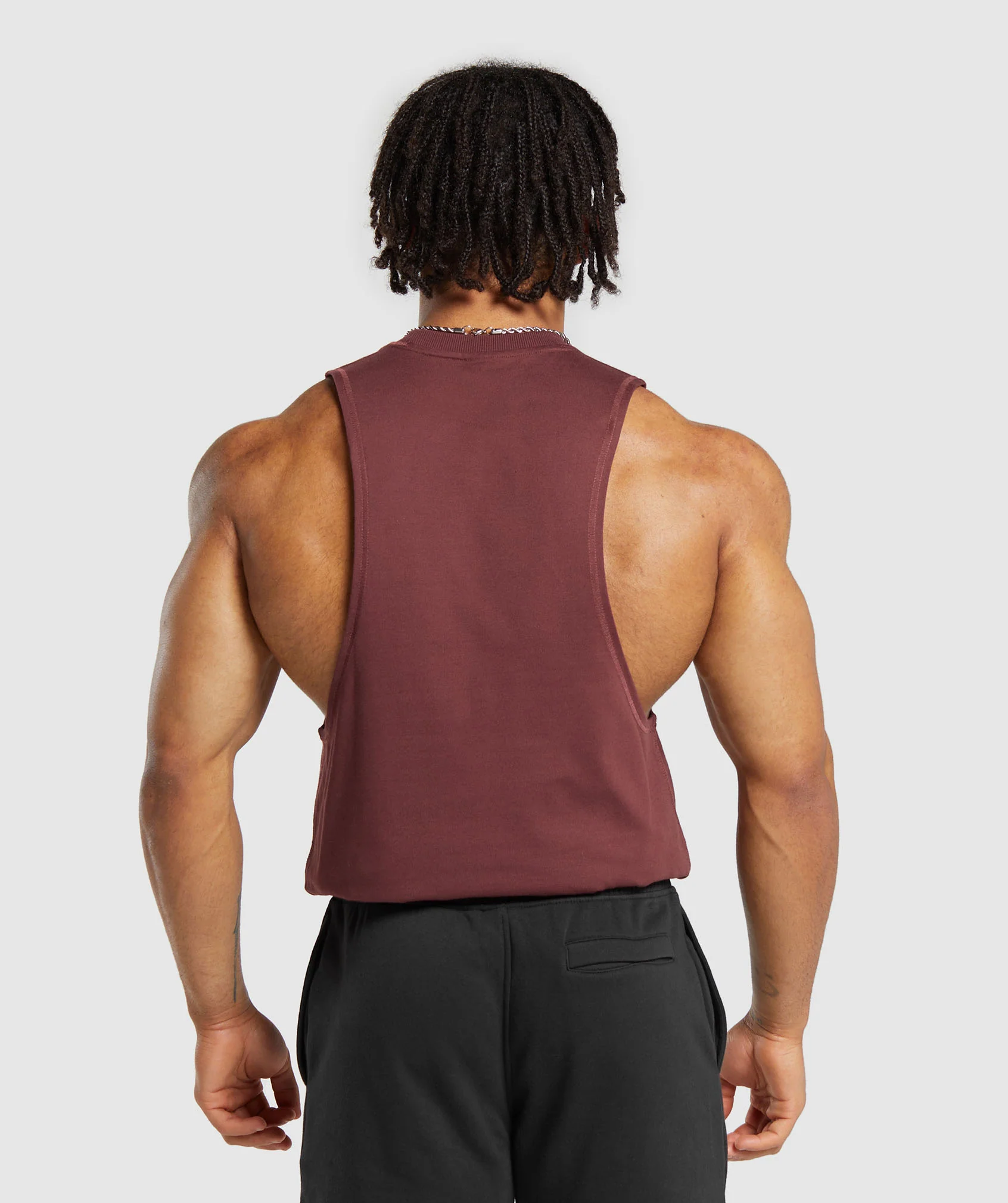 Gymshark Premium Lifting Drop Arm Tank - Burgundy Brown