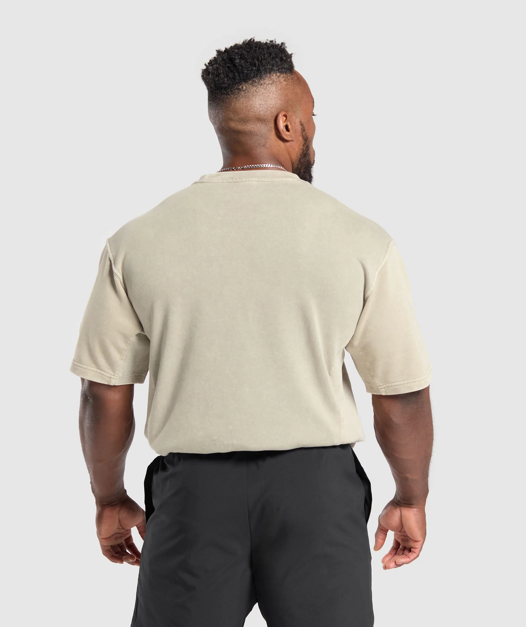 Gymshark Power Washed Short Sleeve Crew - Ecru Brown