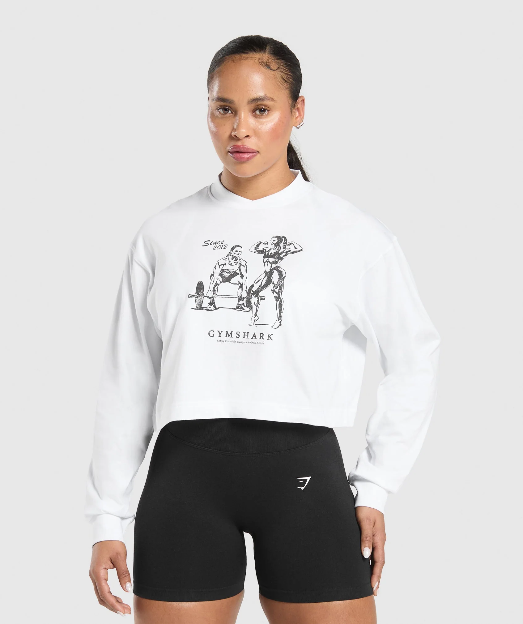 Gymshark Two Strong Women Midi Long Sleeve Top - White