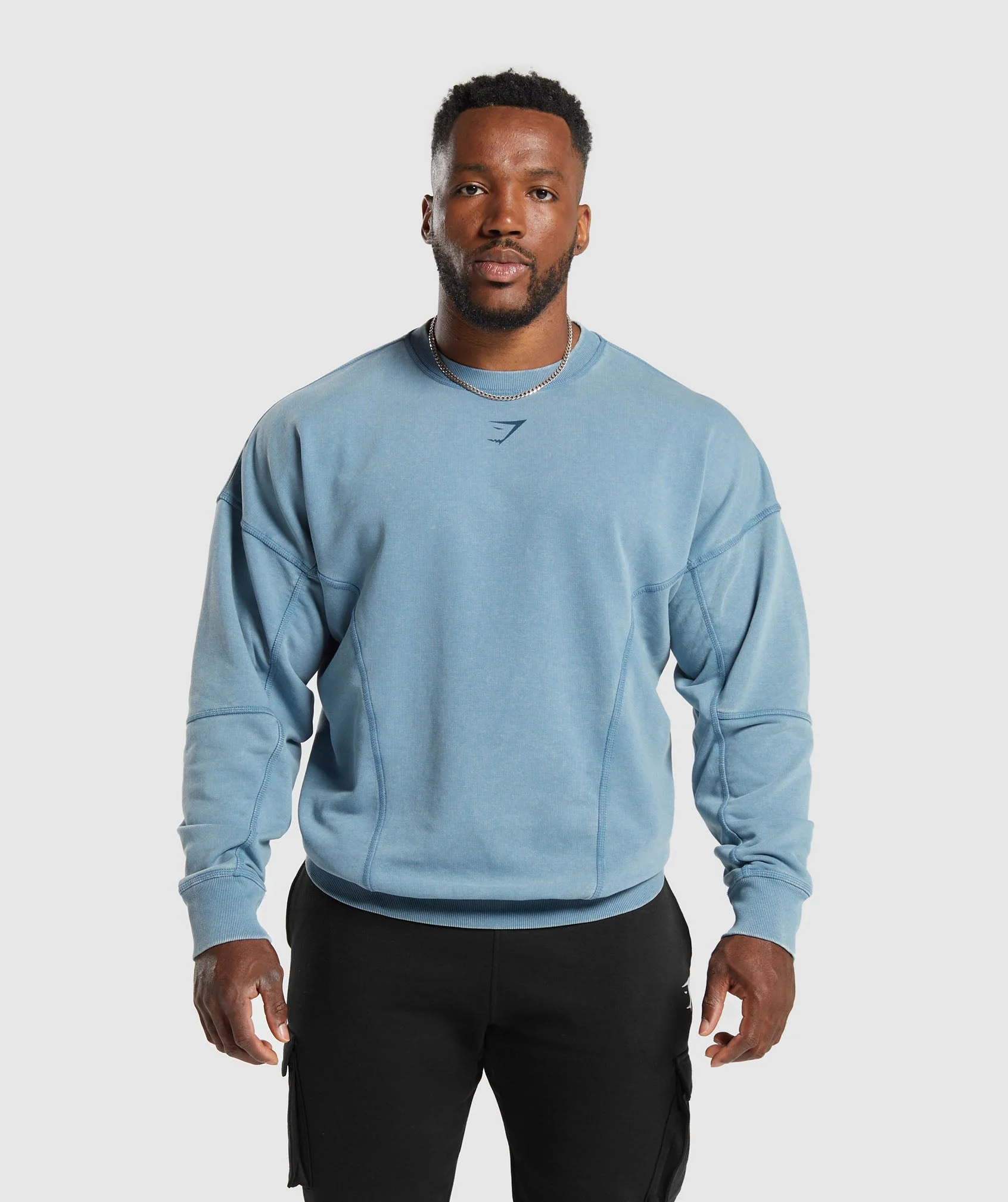 Gymshark Heritage Washed Crew - Faded Blue