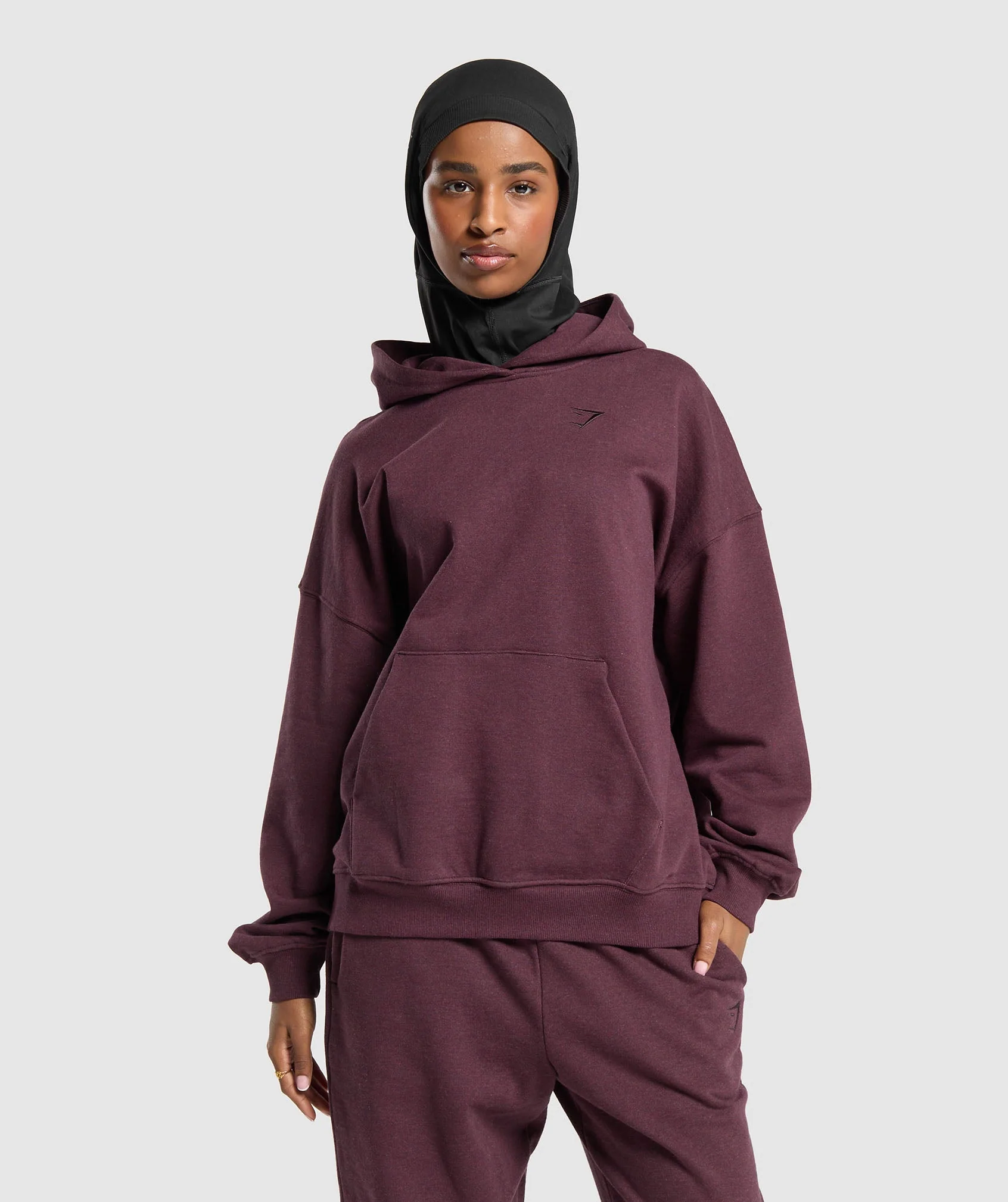 Gymshark Rest Day Sweats Hoodie - Deep Plum Marl