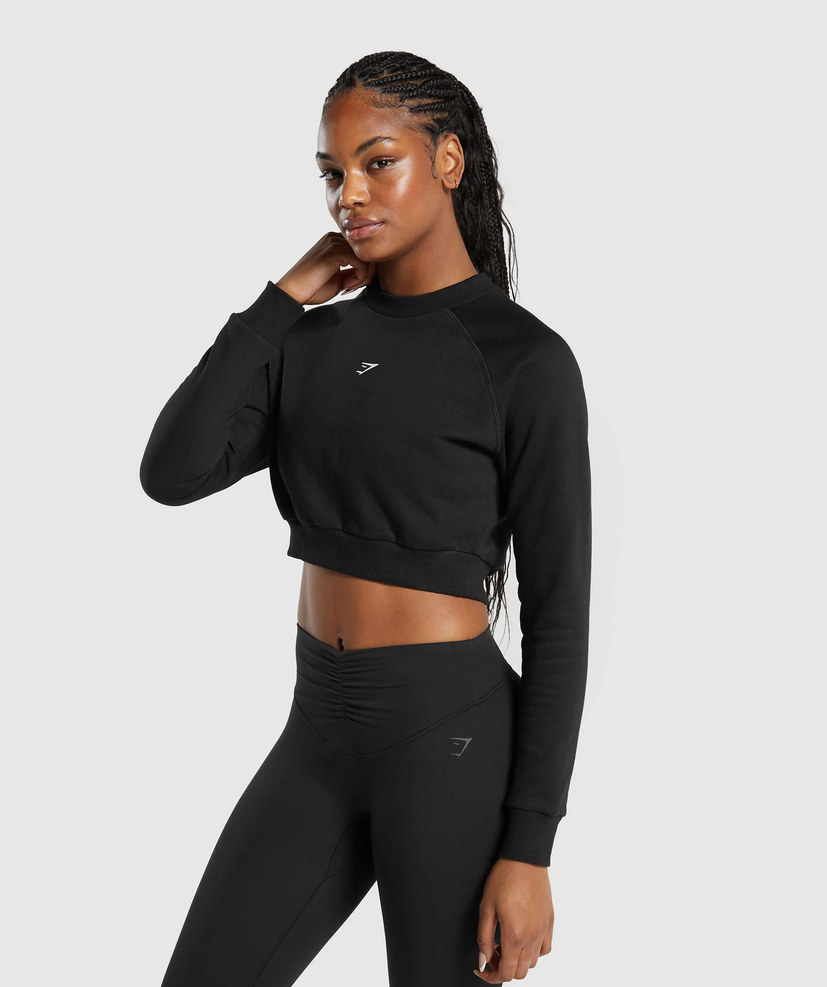 Gymshark Training Fleece Cropped Sweatshirt - Black