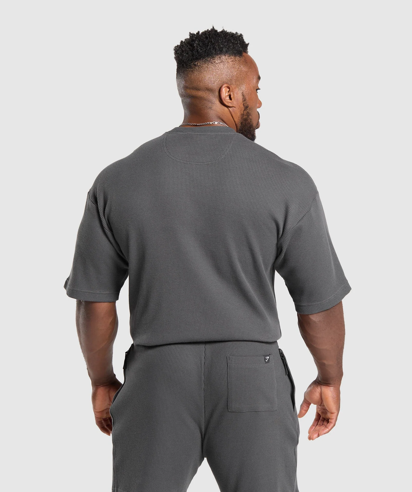 Gymshark Waffle Oversized T-Shirt - Onyx Grey