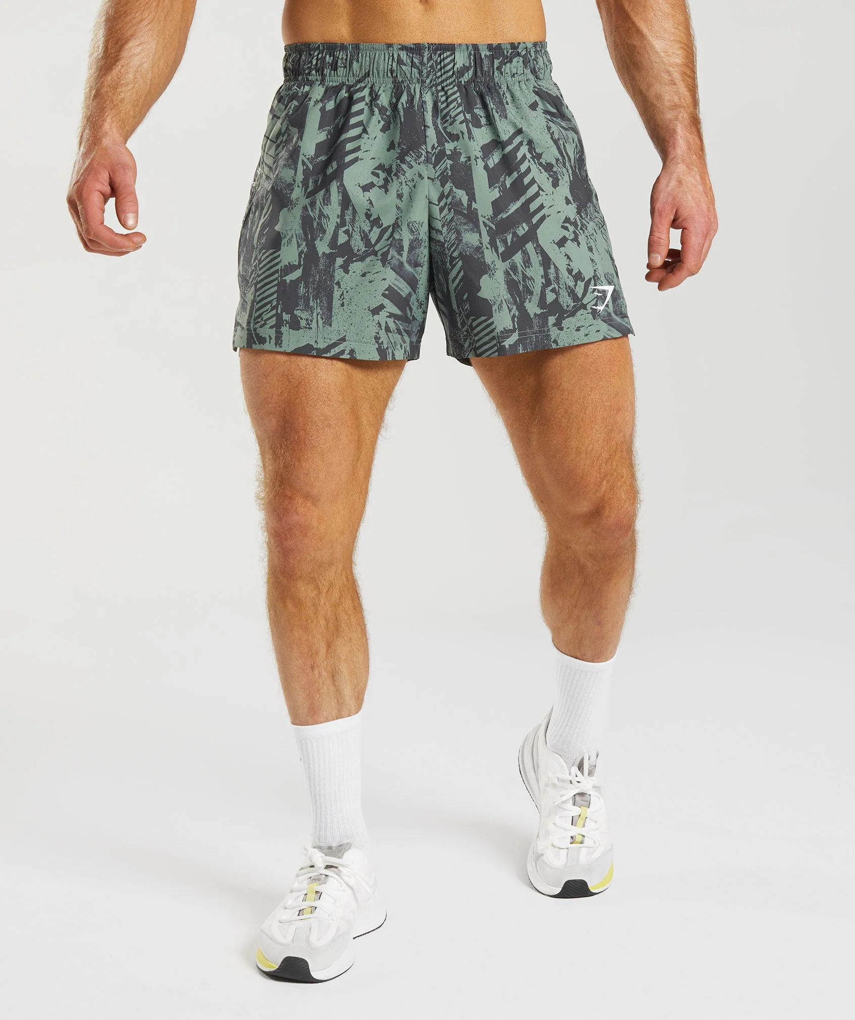 Gymshark Sport 5 Shorts - Willow Green Print