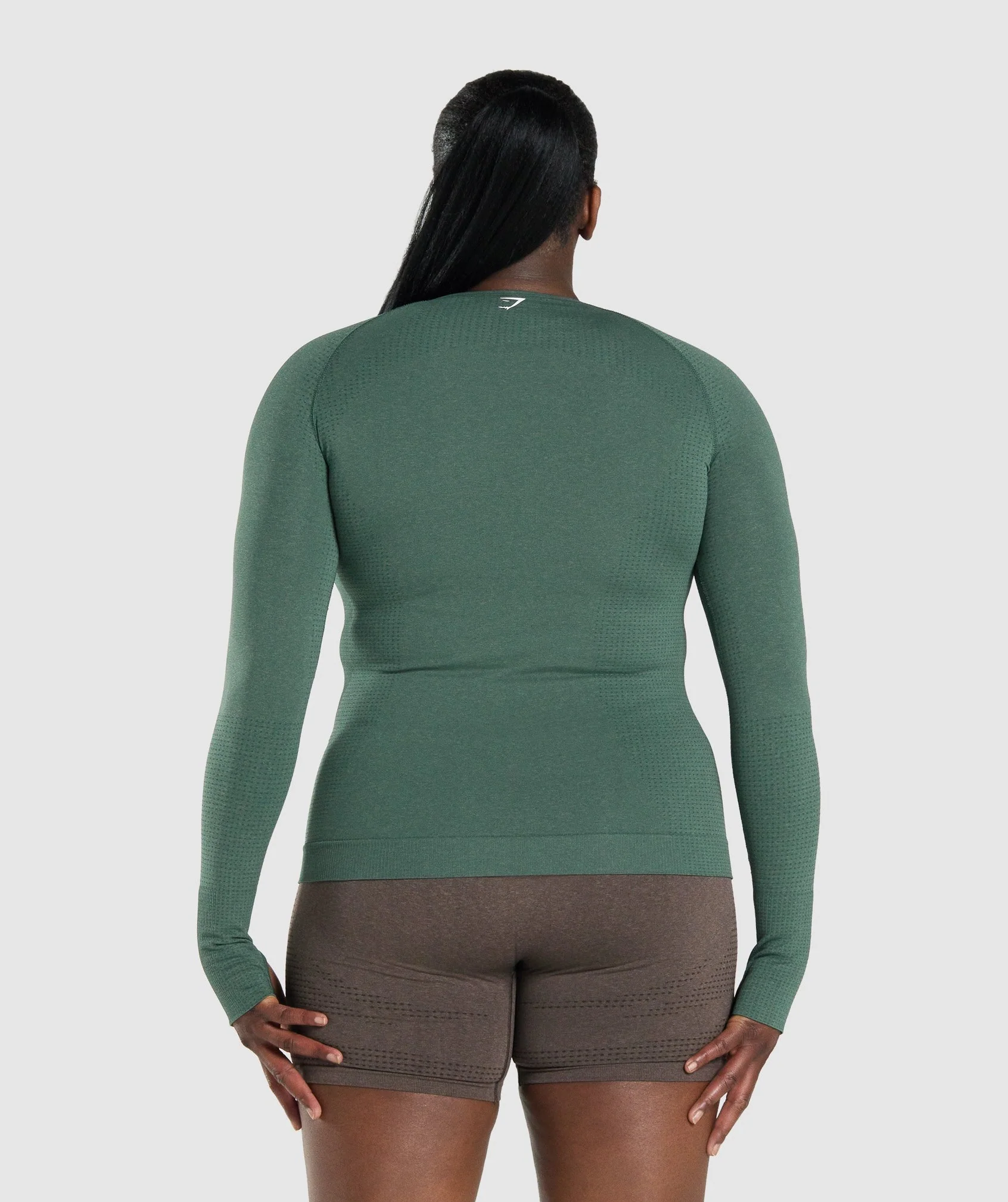 Gymshark Vital Seamless 2.0 Long Sleeve Top - Dark Green Marl