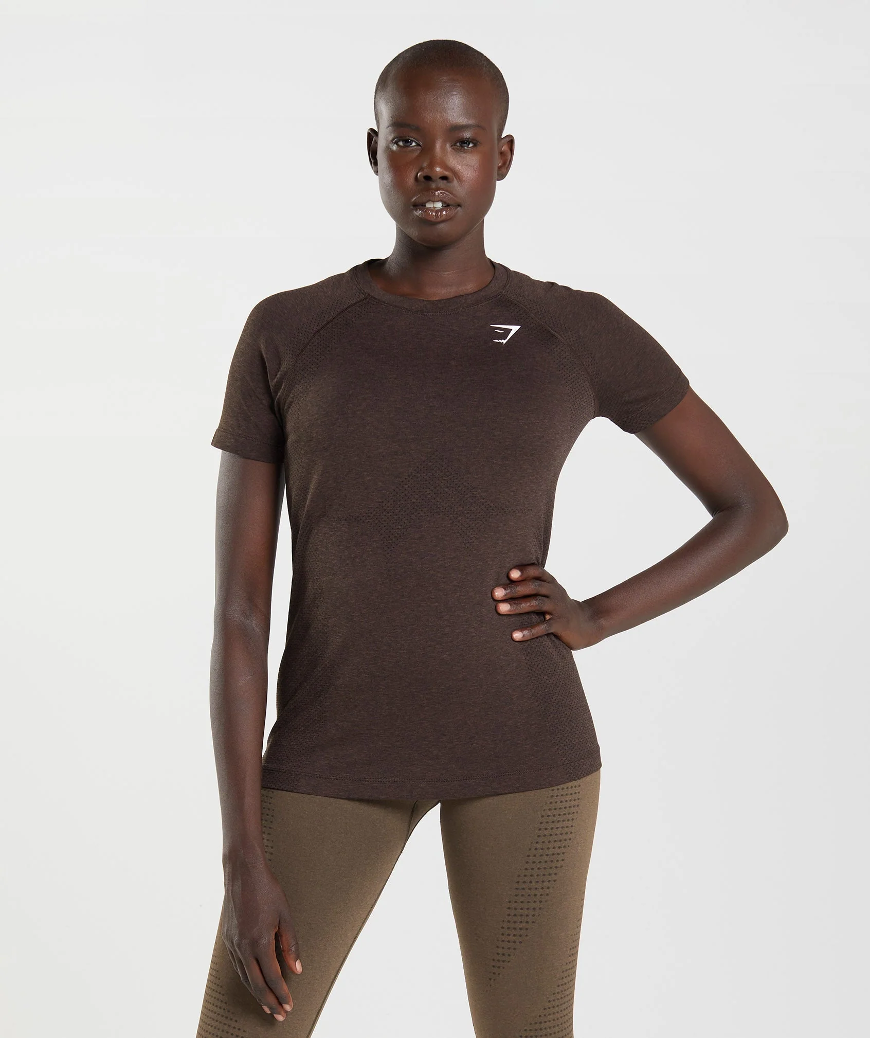 Gymshark Vital Seamless 2.0 Light T-Shirt - Cherry Brown Marl