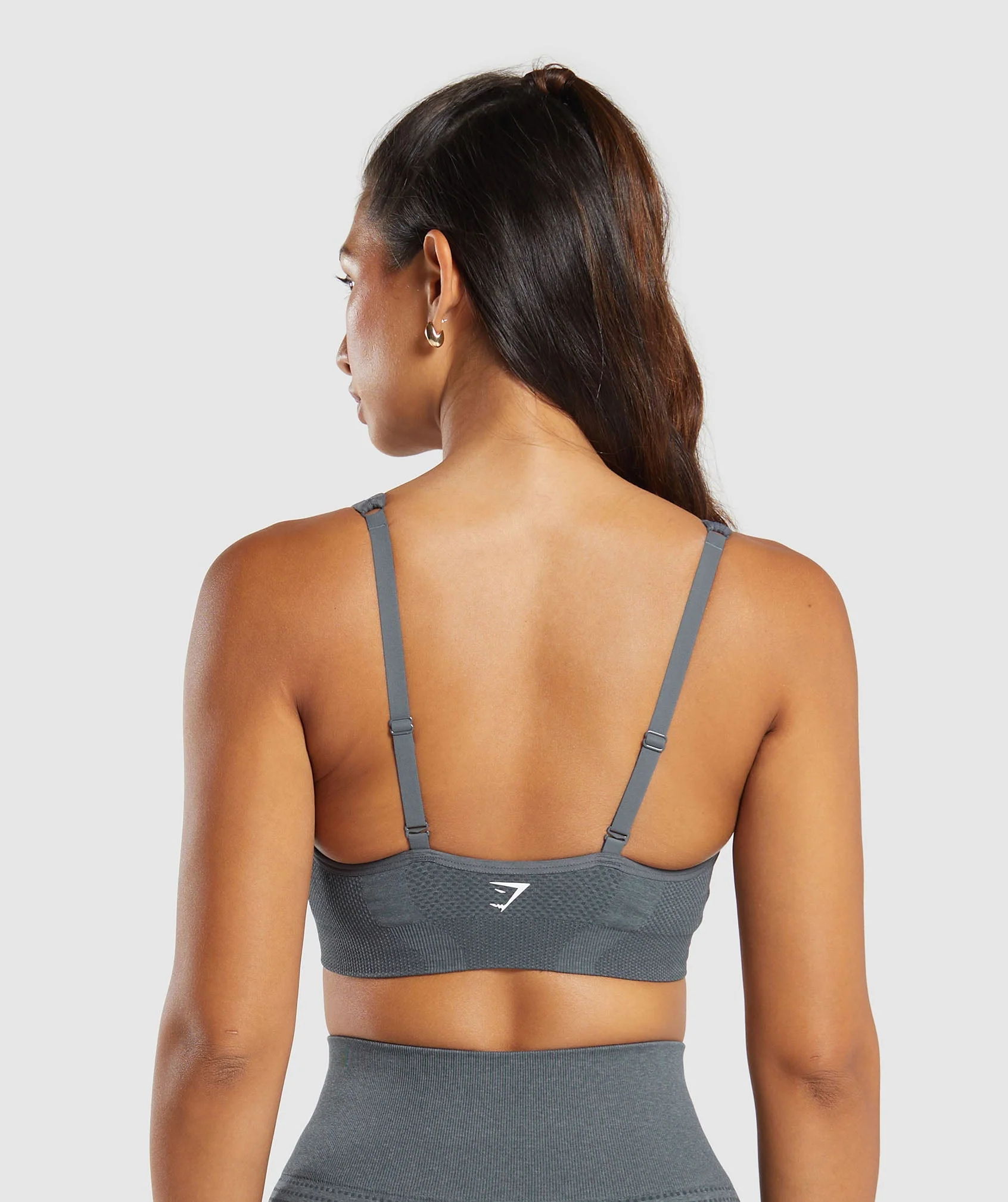 Gymshark Vital Seamless V Neck Sports Bra - Strong Grey/ Marl