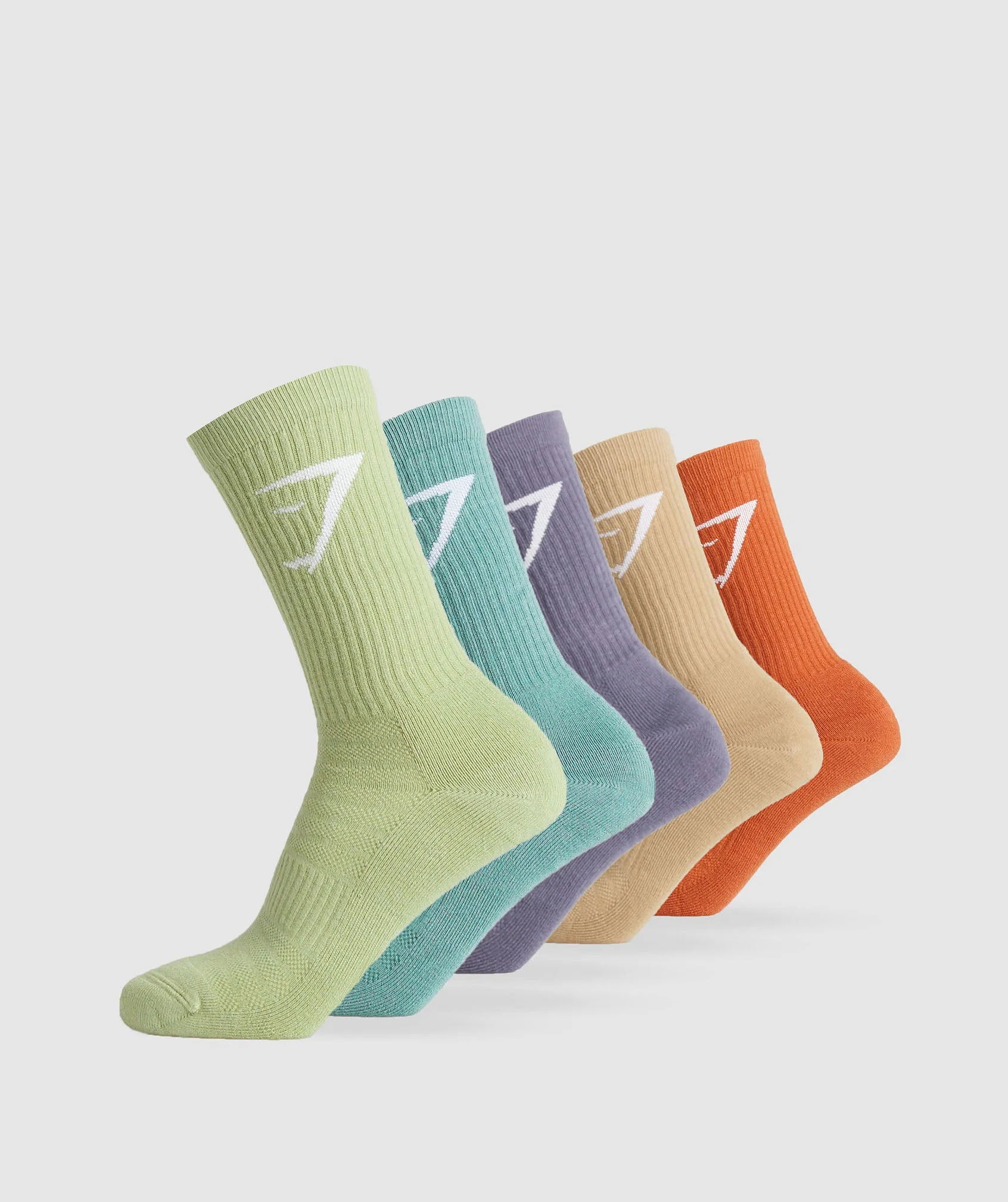 Gymshark Crew Socks 5pk - Orange/Brown/Purple/Blue/Green