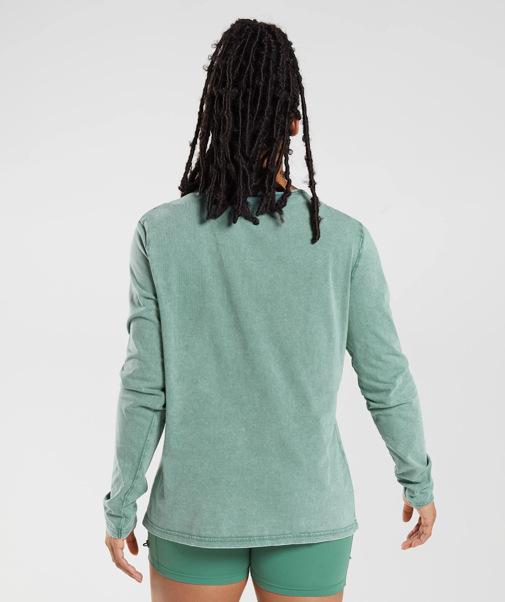 Gymshark Legacy Washed Long Sleeve Top - Hoya Green