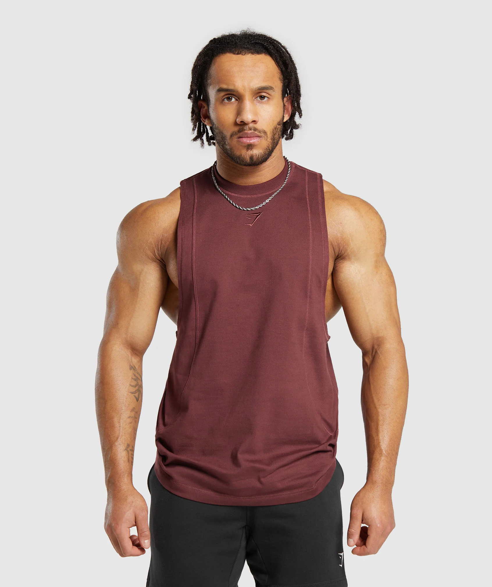 Gymshark Premium Lifting Drop Arm Tank - Burgundy Brown