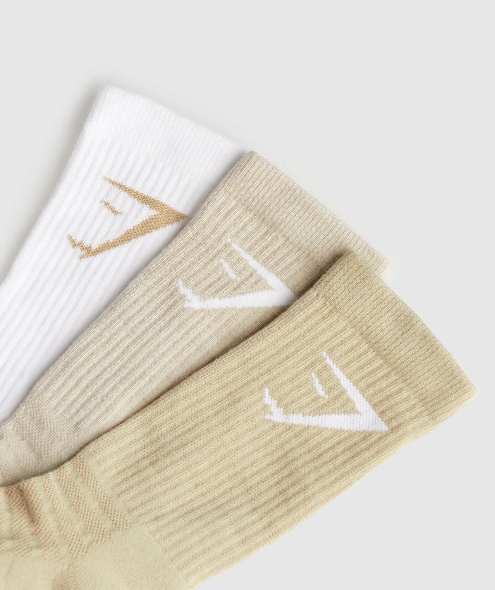 Gymshark Crew Socks 3pk - White/Pebble Grey/Desert Beige