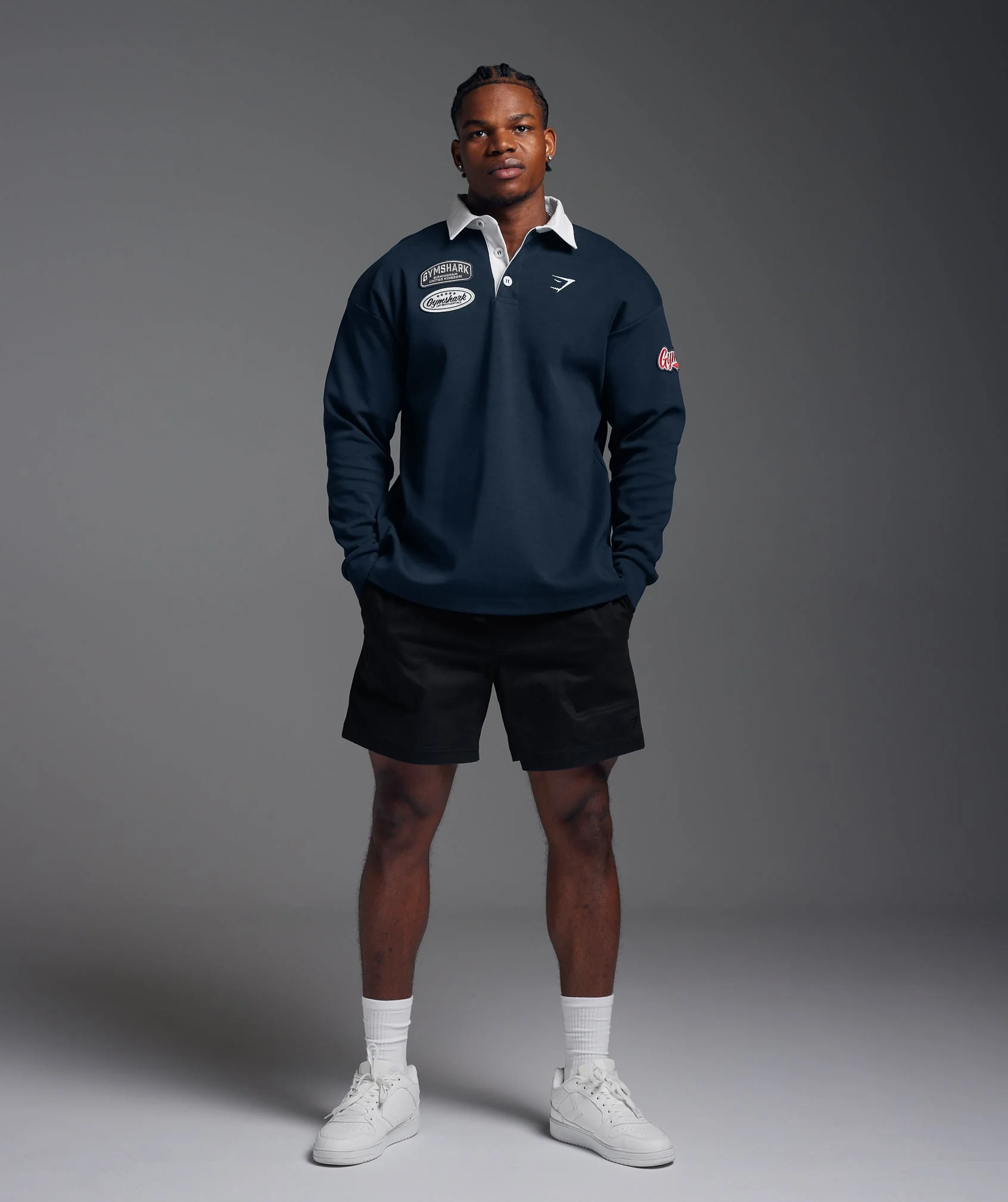 Gymshark Rugby Shirt - Navy/White