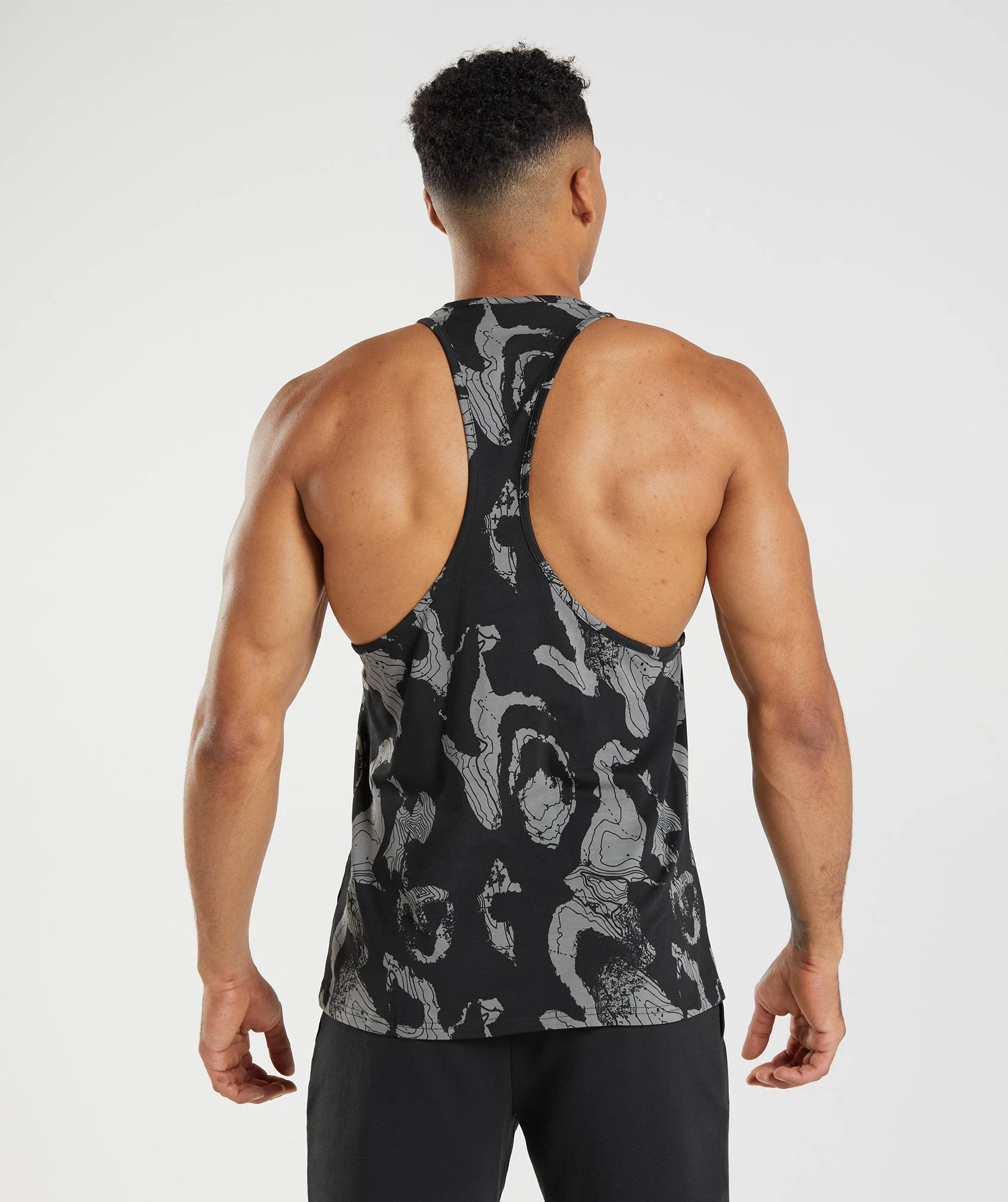 Gymshark Map Print Stringer - Black Print