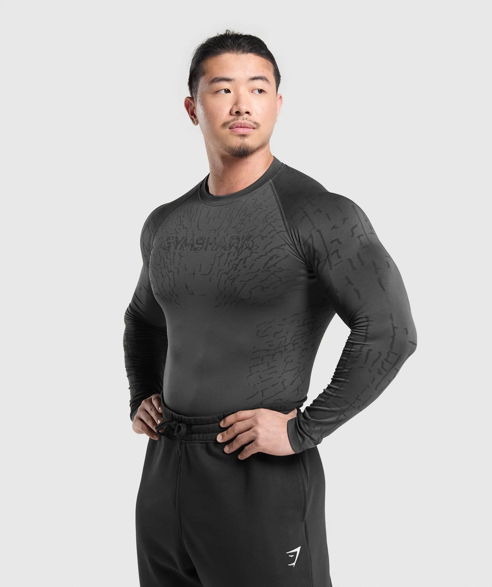 Gymshark Tectonic Long Sleeve T-Shirt - Asphalt Grey/Black