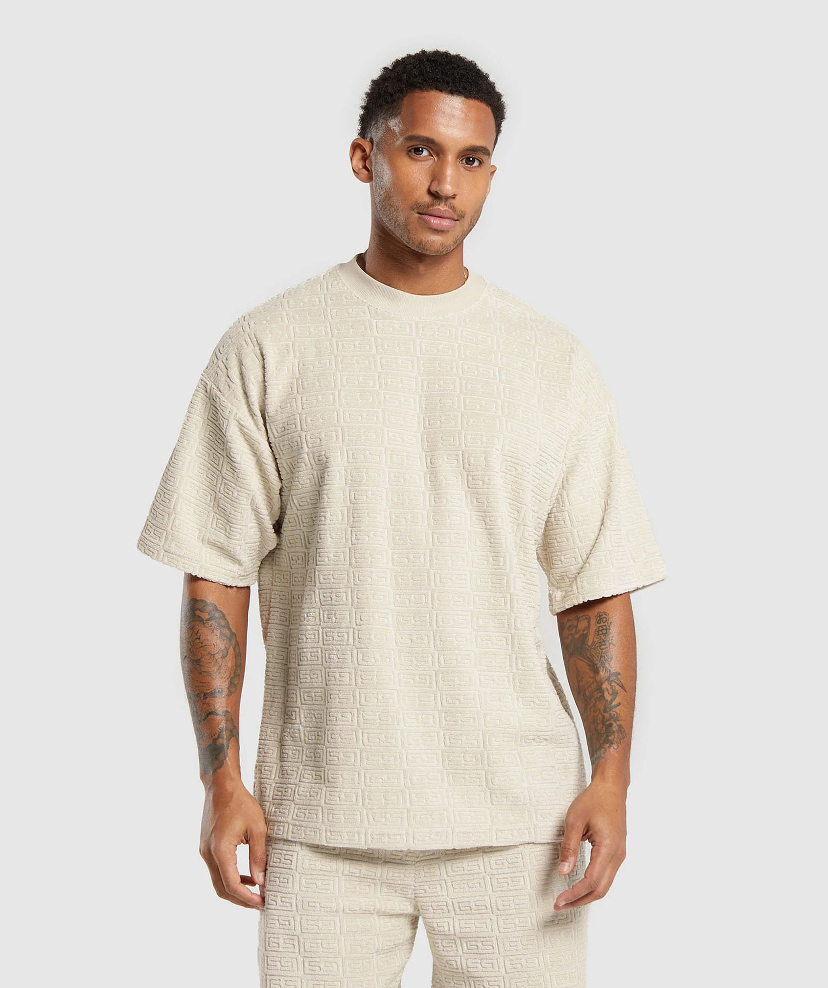 Gymshark Towelling T-Shirt - Pebble Grey