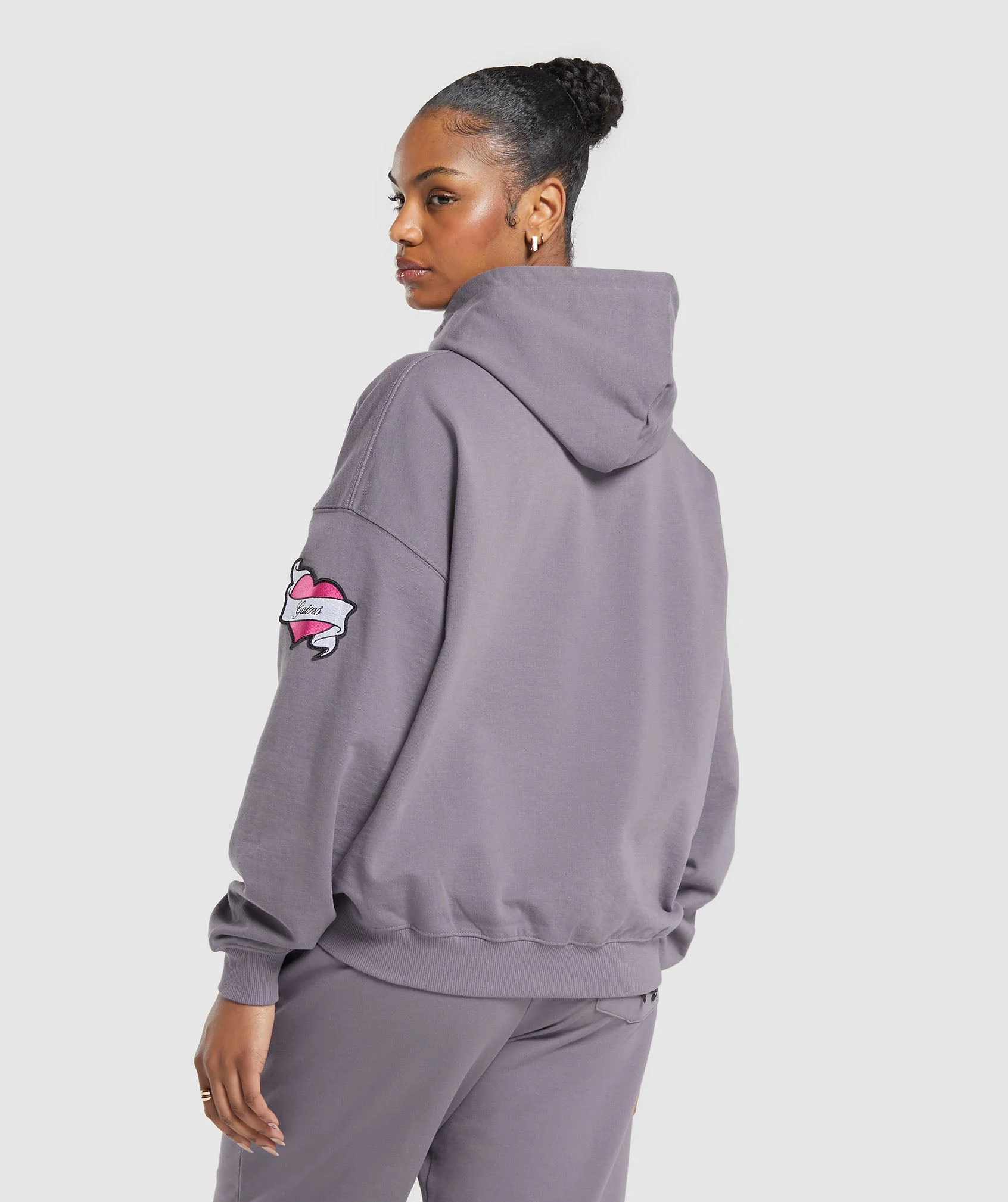Gymshark Tattoo Oversized Hoodie - Fog Purple