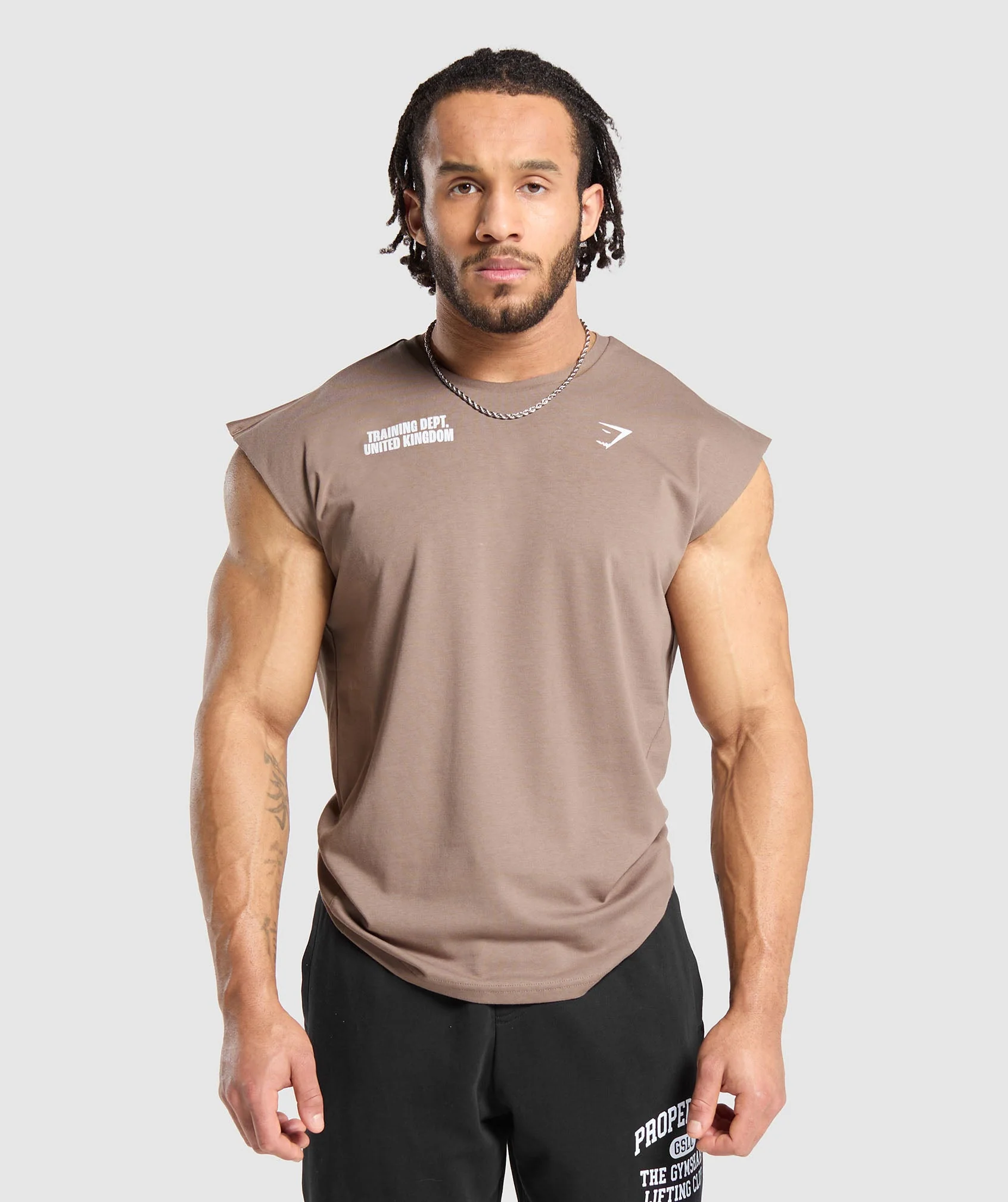 Gymshark Training Dept. UK Cut Off Tank - Mocha Mauve