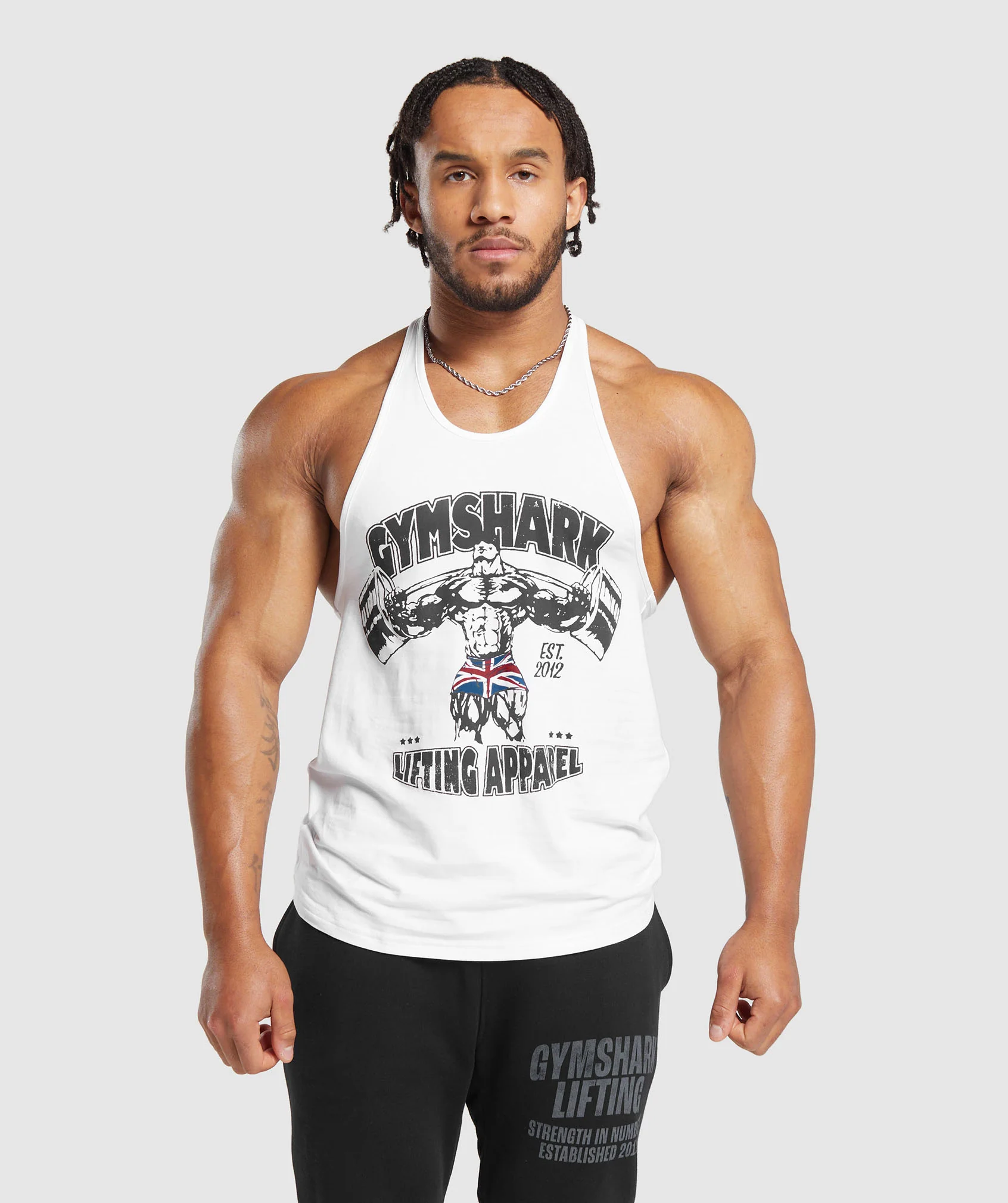 Gymshark Lifting Apparel Stringer - White