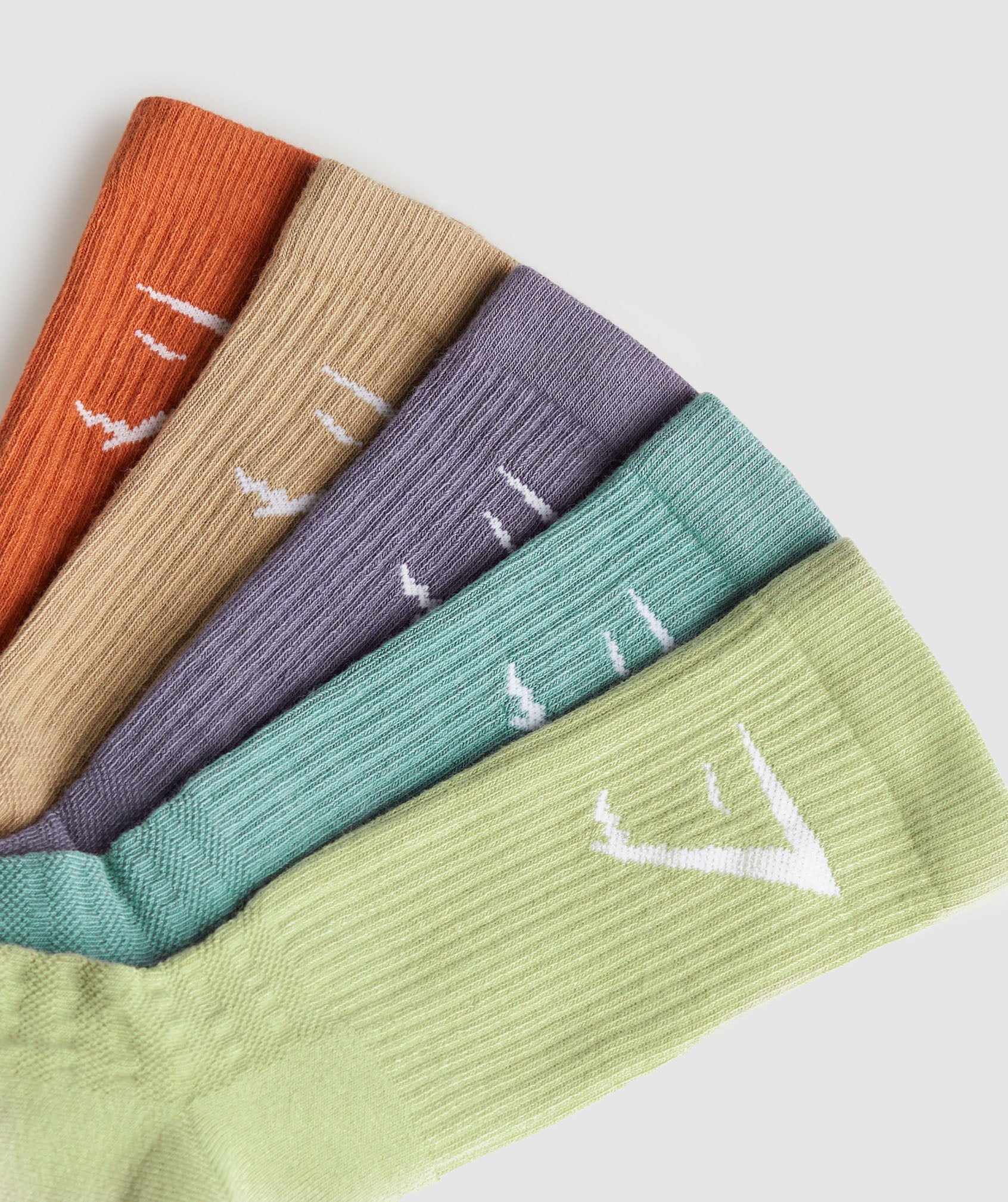Gymshark Crew Socks 5pk - Orange/Brown/Purple/Blue/Green