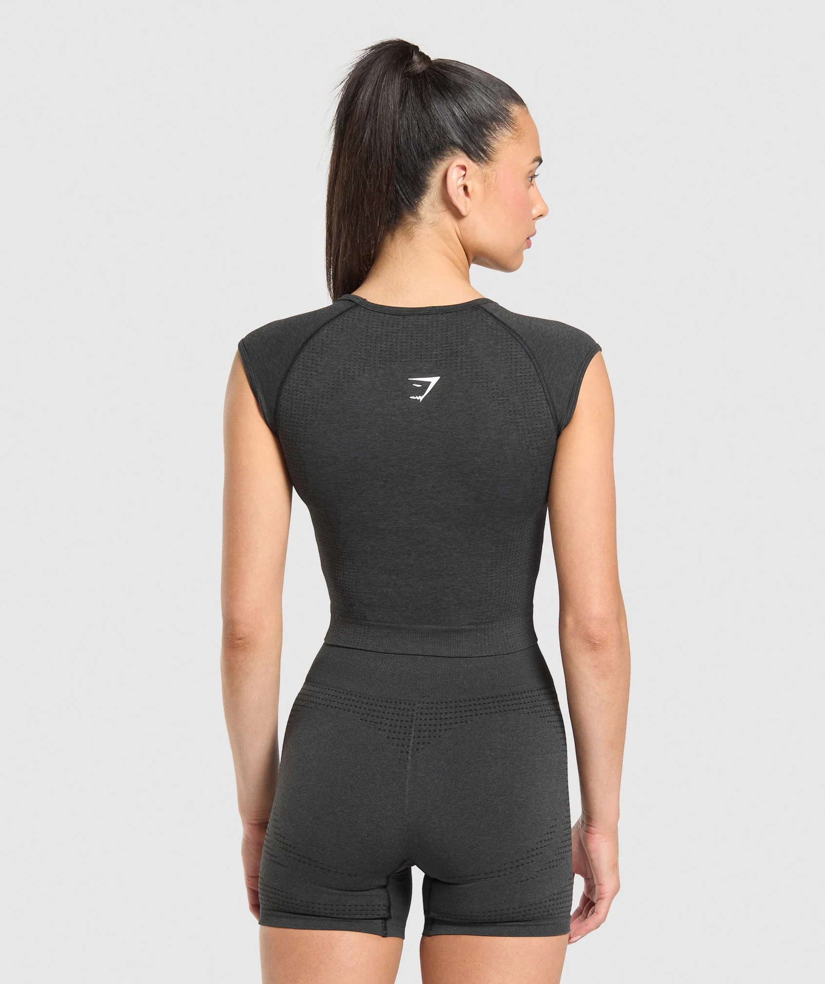 Gymshark Vital Seamless Scoop Neck Top - Black Marl