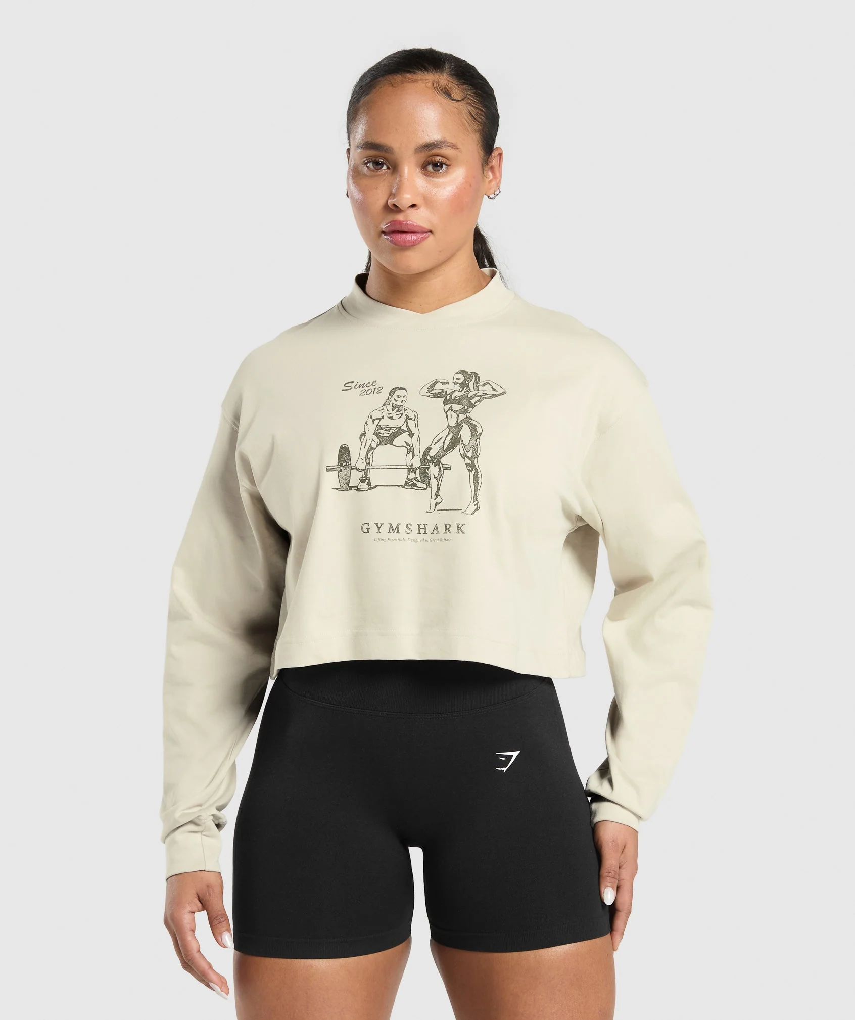Gymshark Two Strong Women Midi Long Sleeve Top - Pebble Grey