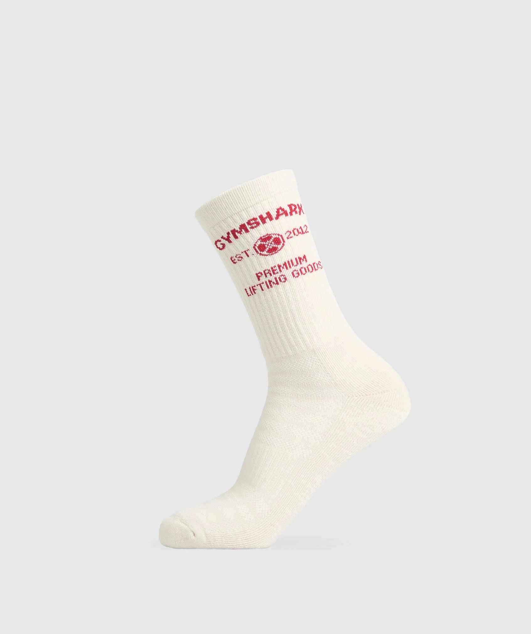 Gymshark Weight Plate Crew Socks Single - Oat White