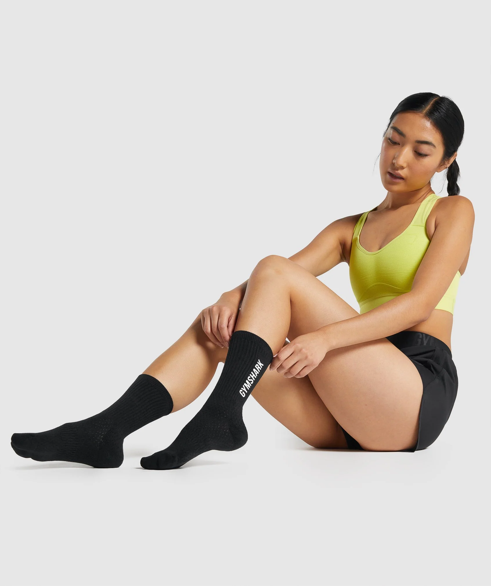 Gymshark Premium Logo Crew Socks 1pk - Black
