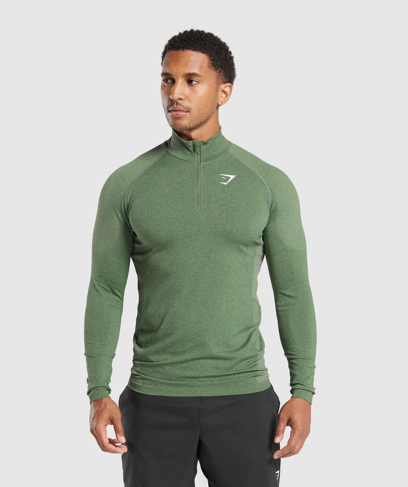 Gymshark Vital Seamless 1/4 Zip - Faded Green/Force Green