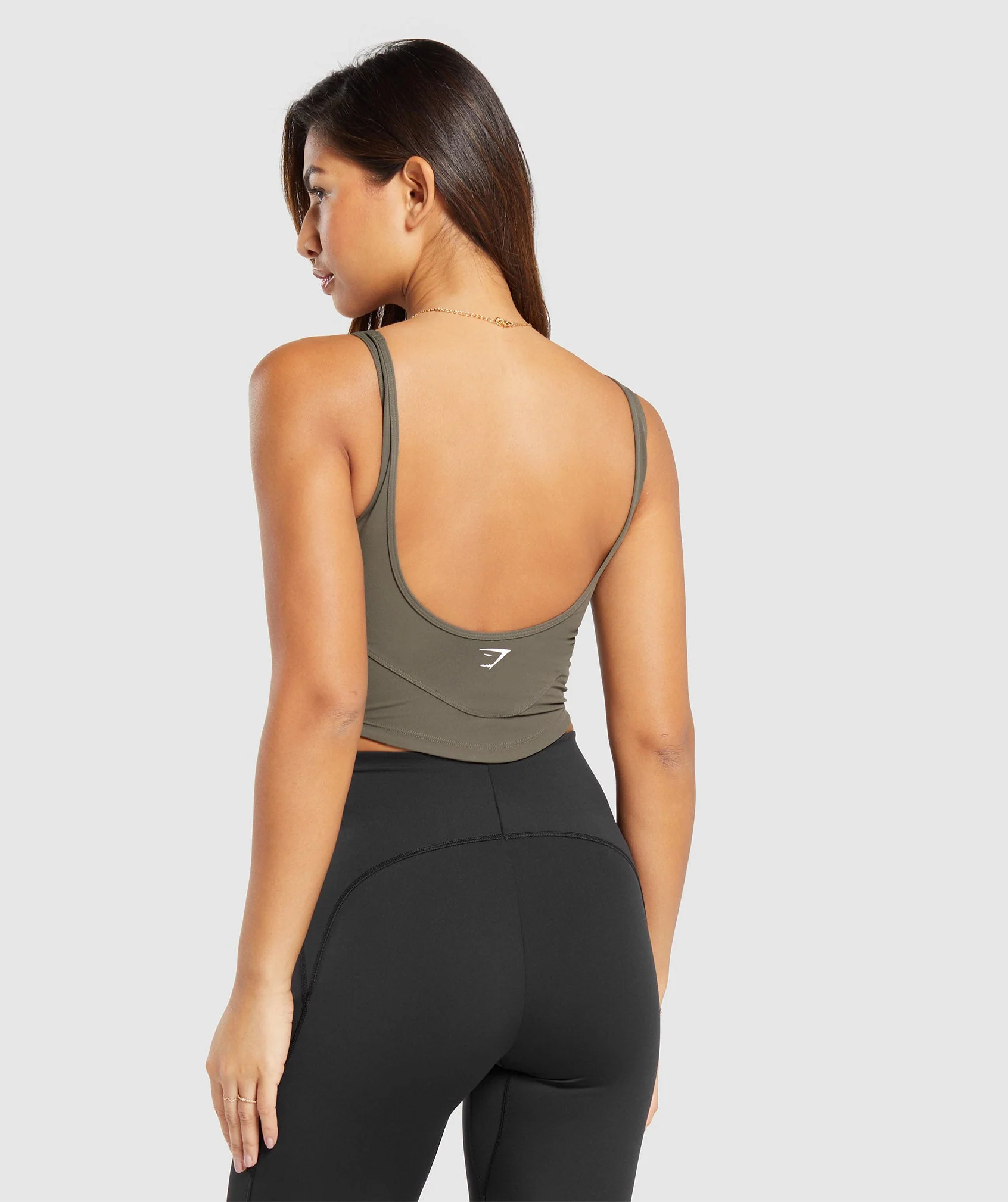 Gymshark Scoop Back Crop Tank - Camo Brown
