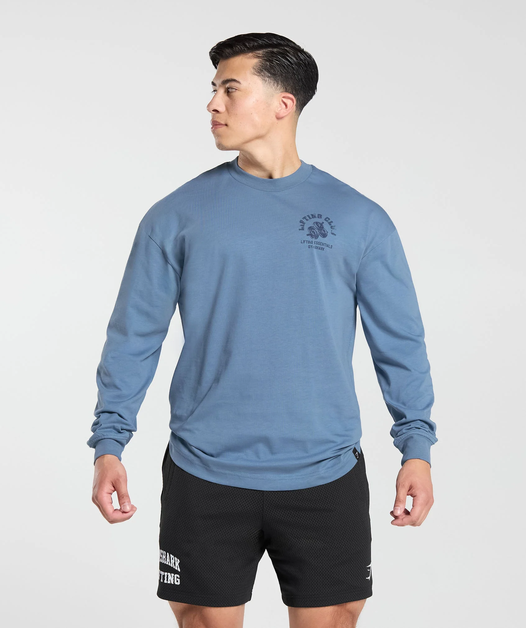 Gymshark Dumbbells Long Sleeve T-Shirt - Faded Blue