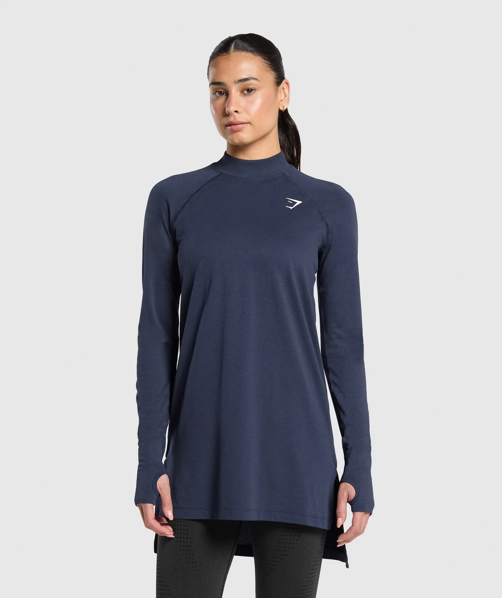 Gymshark Vital Seamless 2.0 Long Line Top - Heavy Blue Marl