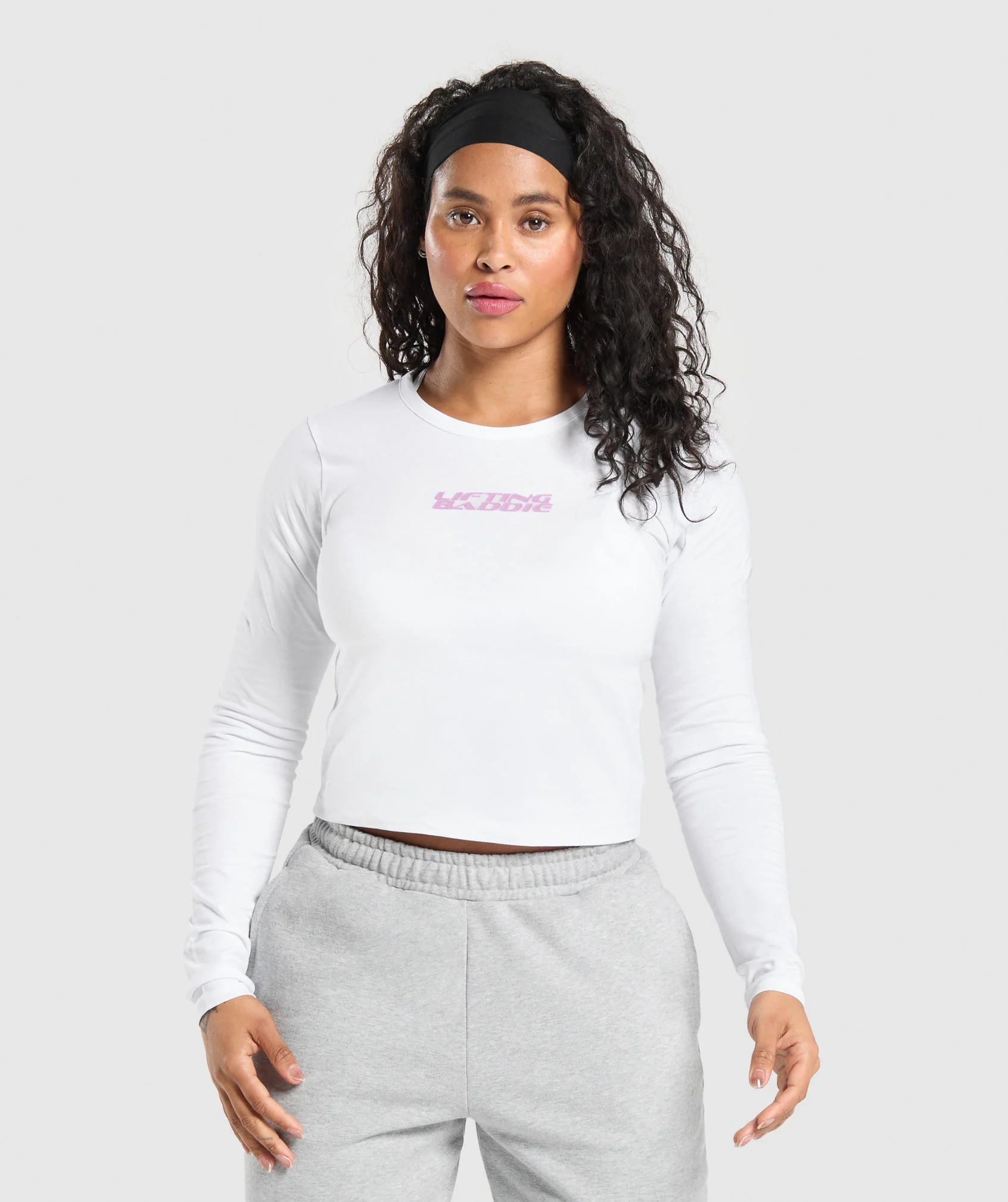 Gymshark Lifting Baddie Midi Long Sleeve Top - White