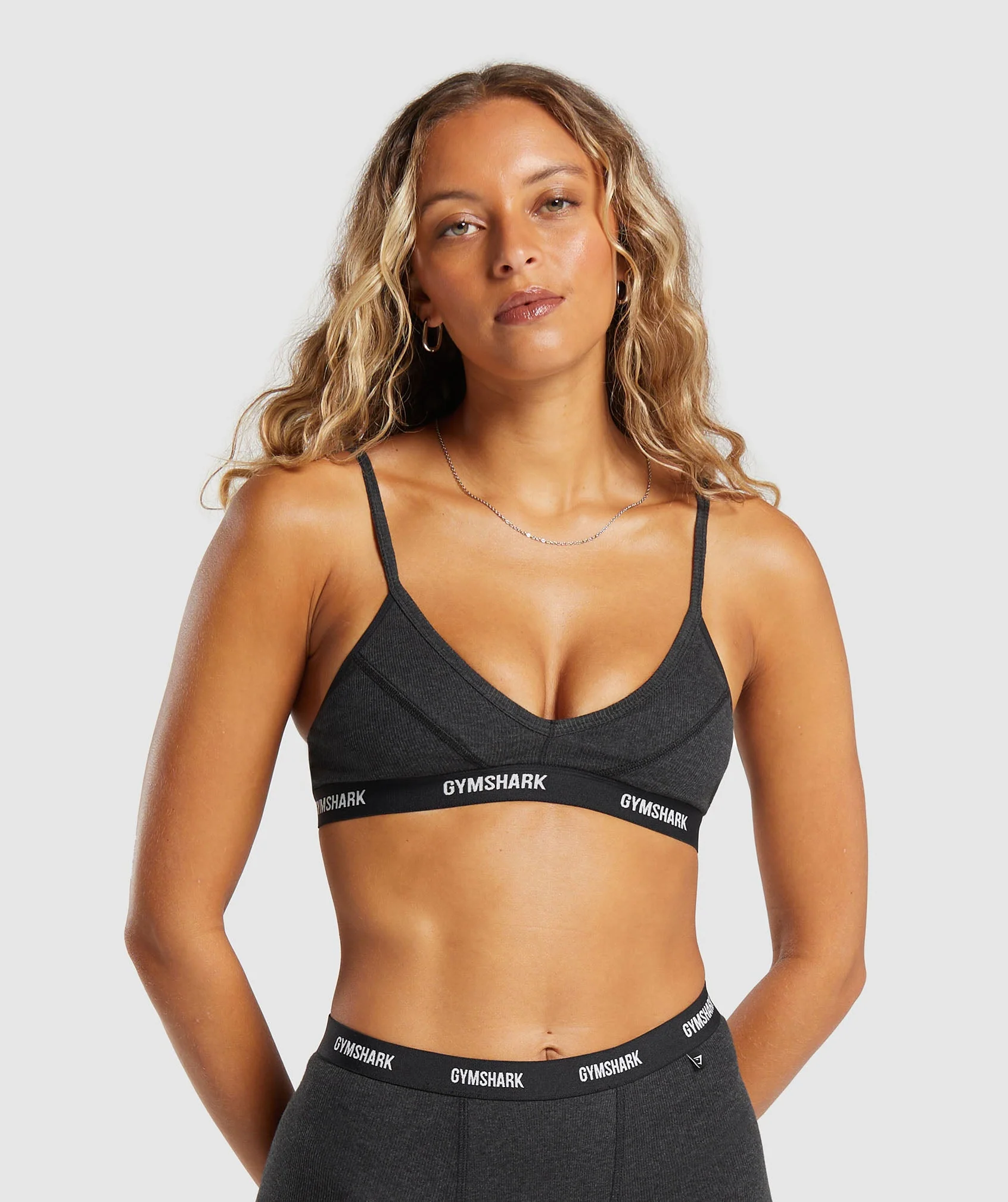 Gymshark Rib Bralette - Midnight Black Marl
