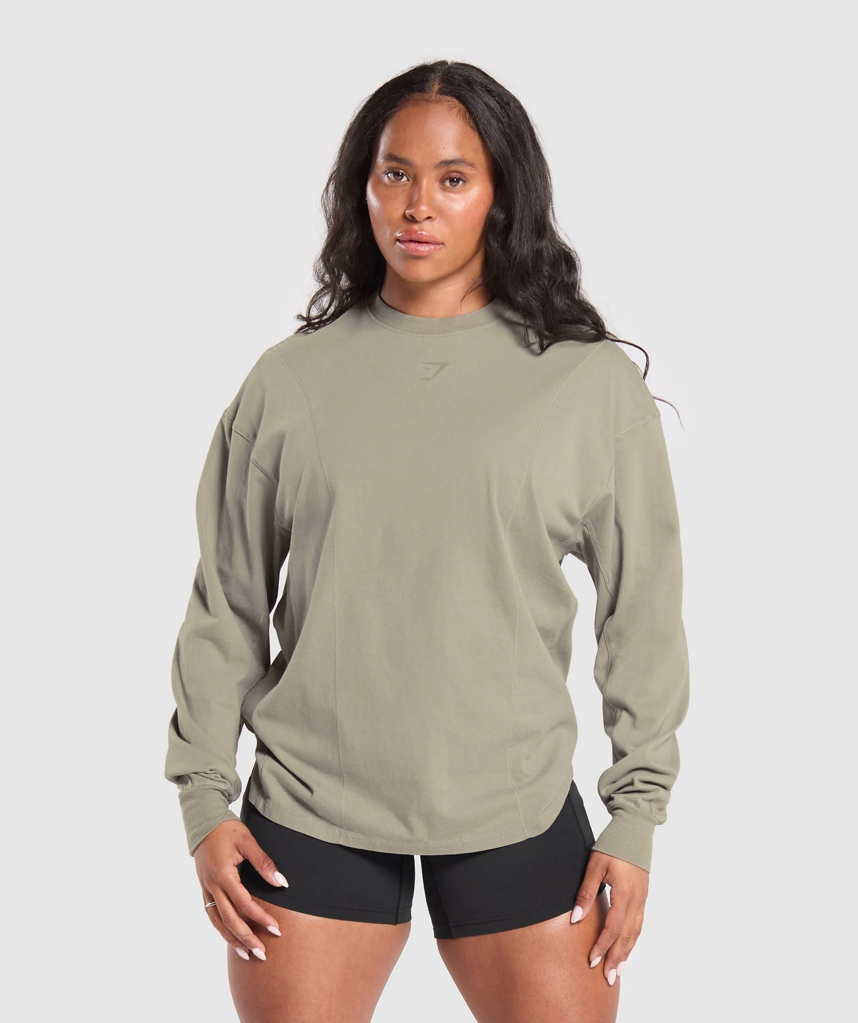 Gymshark Power Oversized Long Sleeve Top - Linen Brown