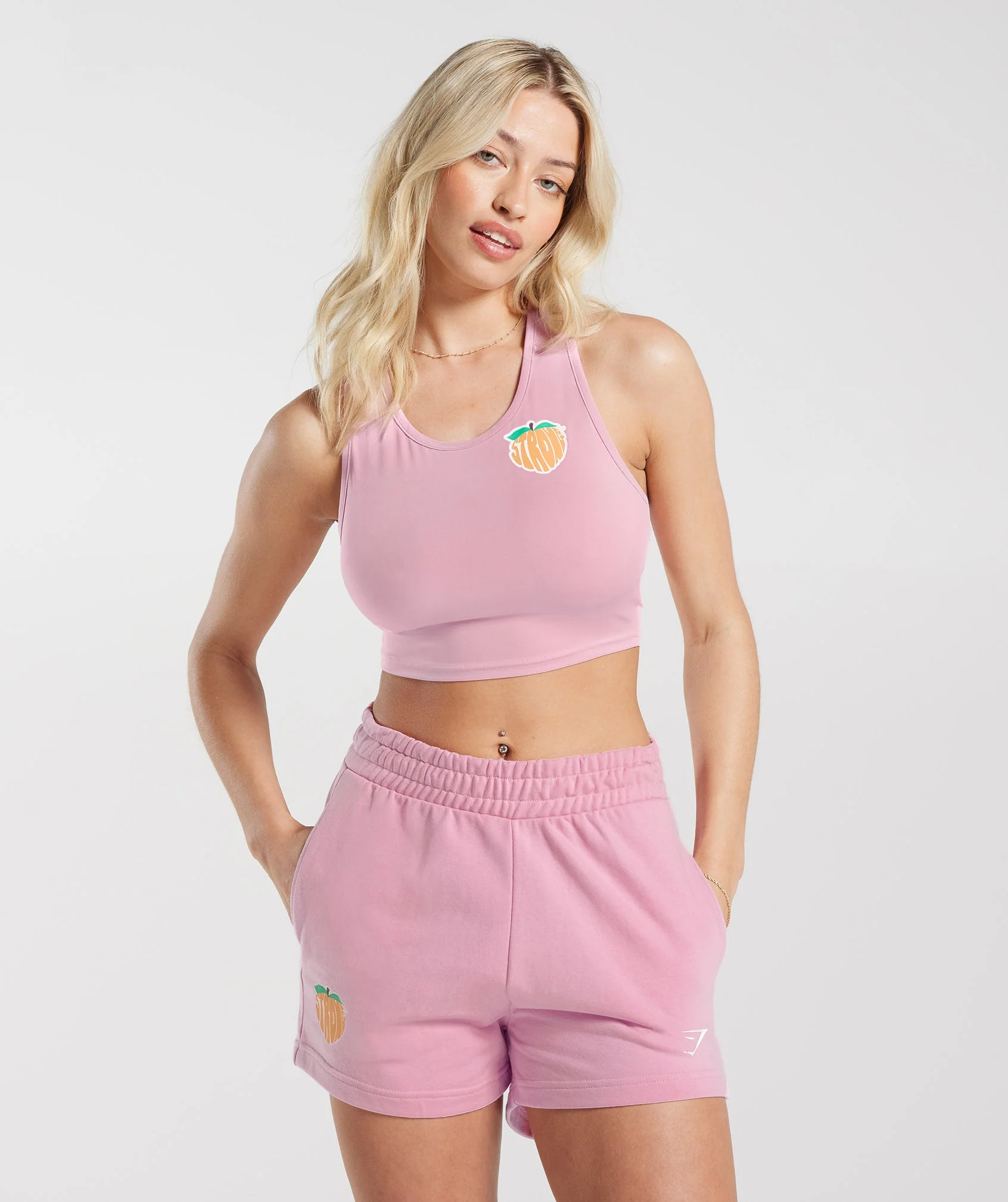 Gymshark Strong Peach Crop Tank - Candy Floss Pink