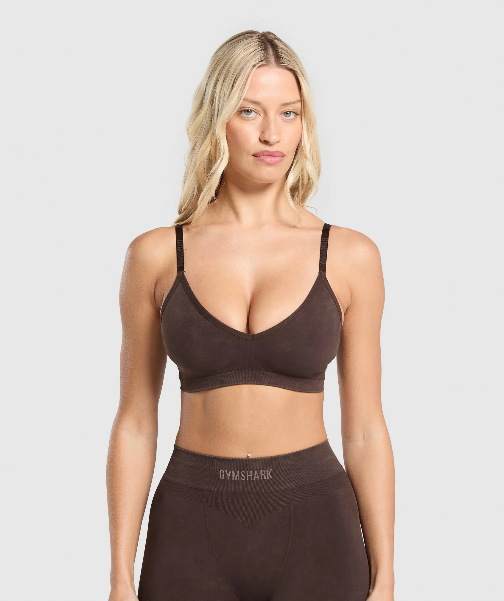 Gymshark Seamless V Neck Bralette - Heritage Brown