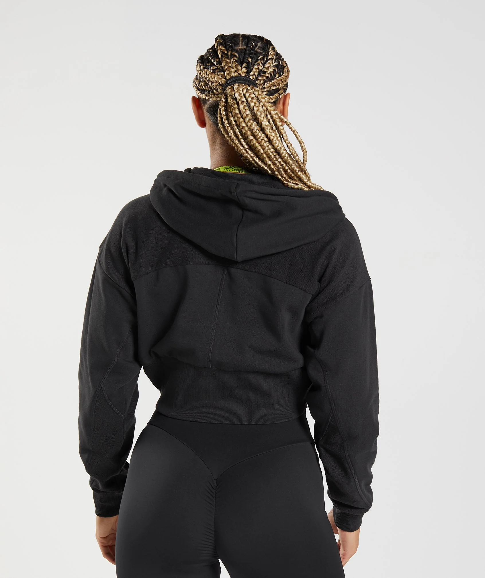 GS Power Cropped Zip Hoodie - Black