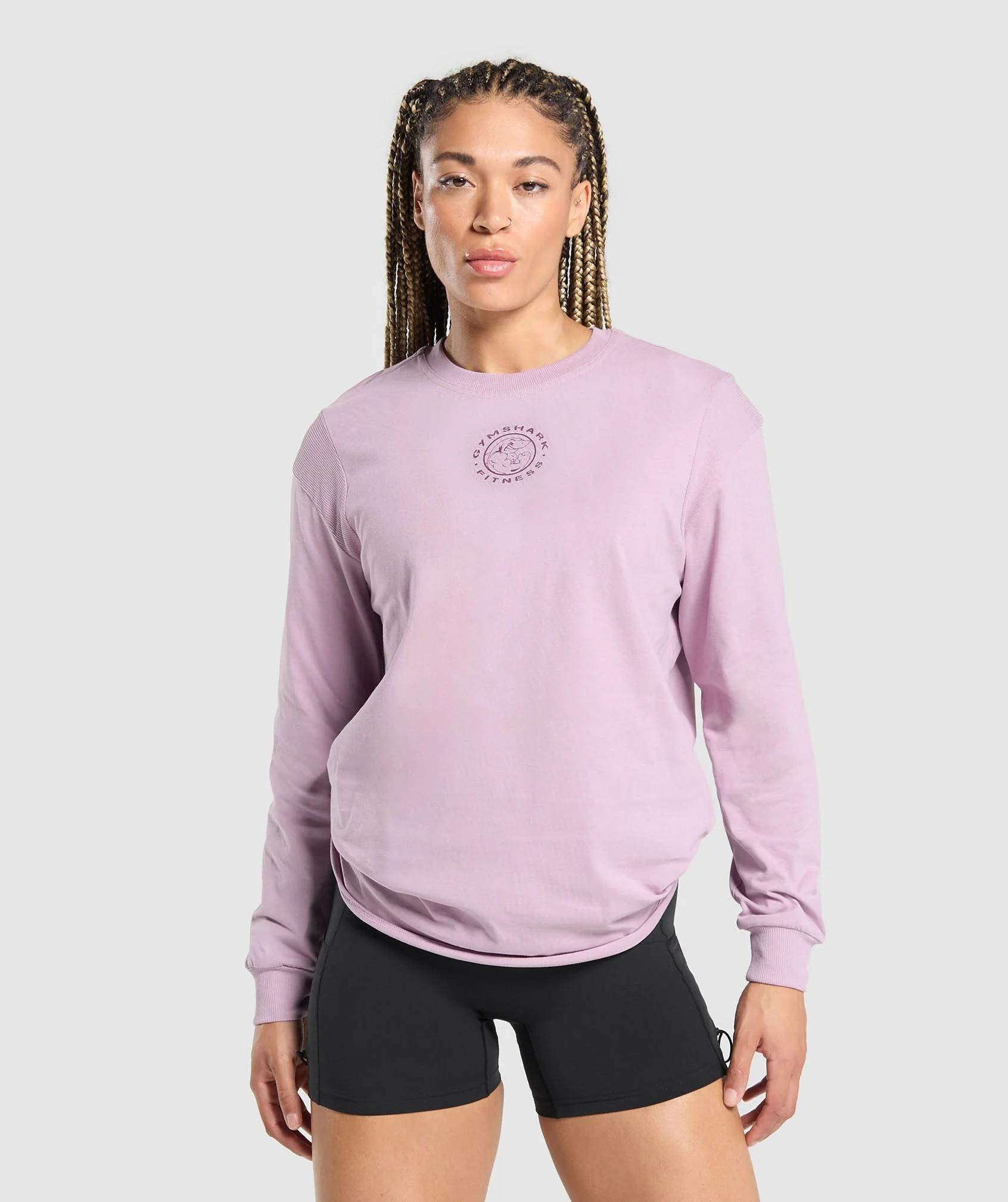 Gymshark Legacy Oversized Long Sleeve Top - Warm Lilac