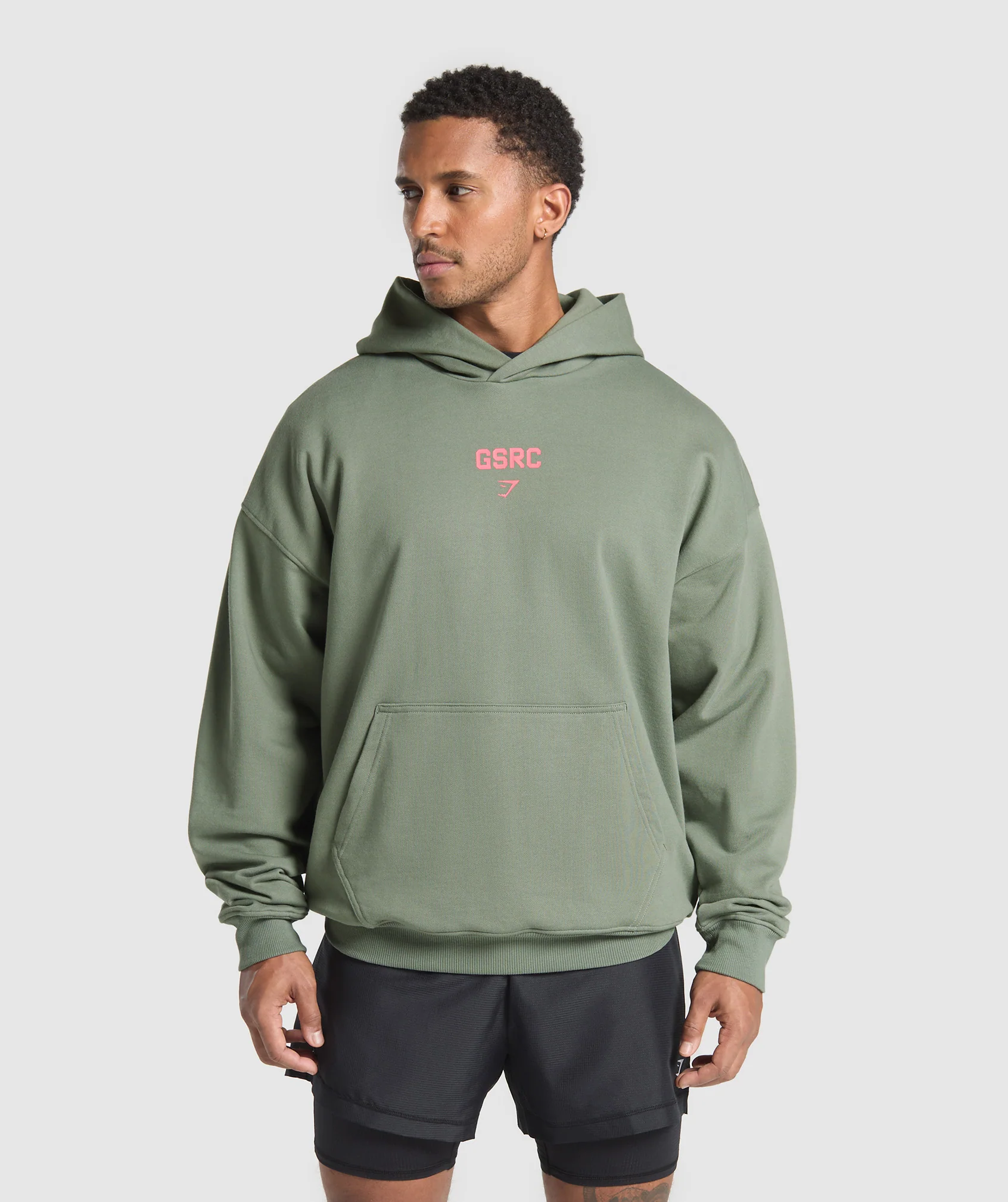 Gymshark Running Graphic Hoodie - Unit Green