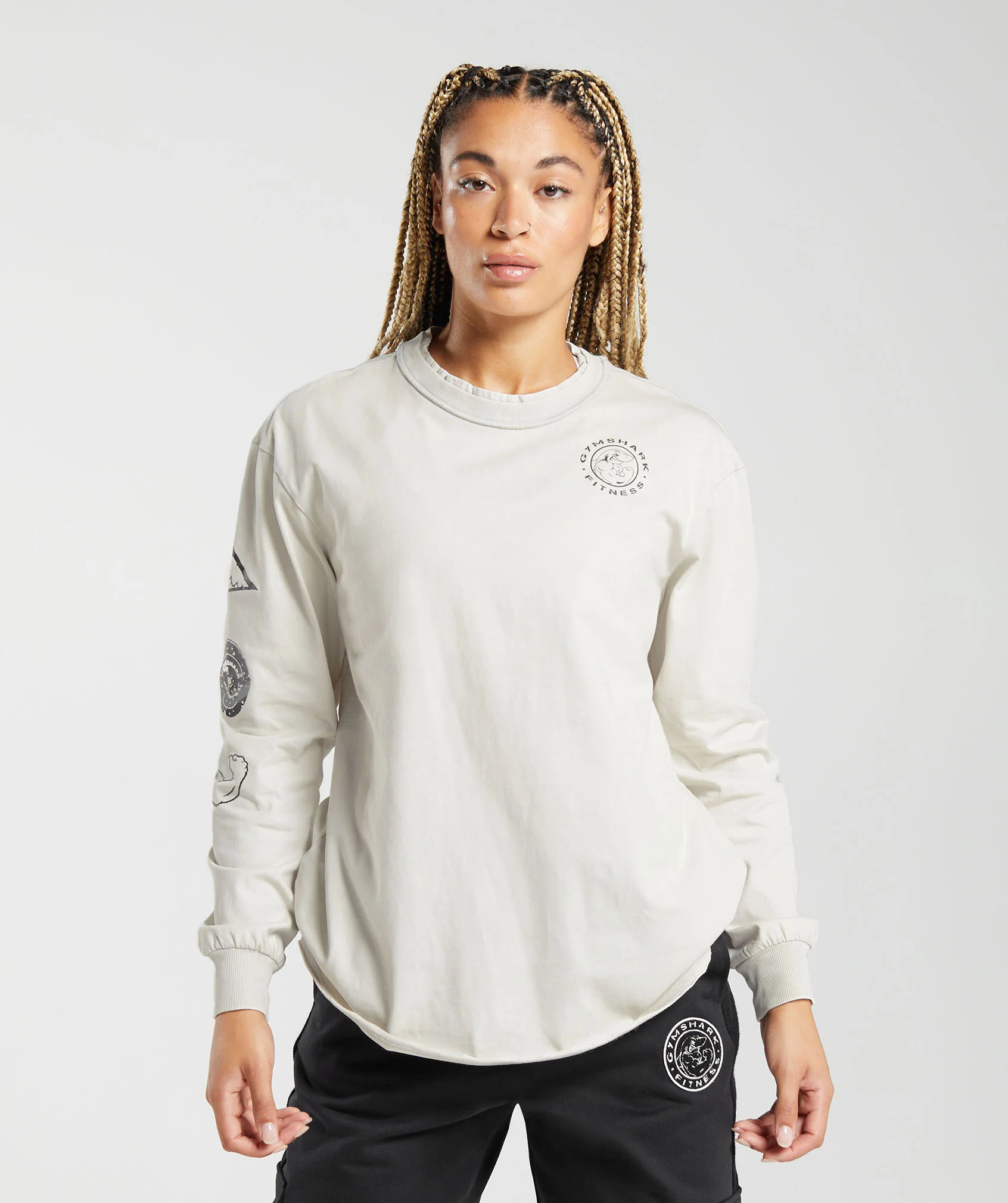 Gymshark Legacy Washed Long Sleeve Top - Metal Grey/Acid Wash